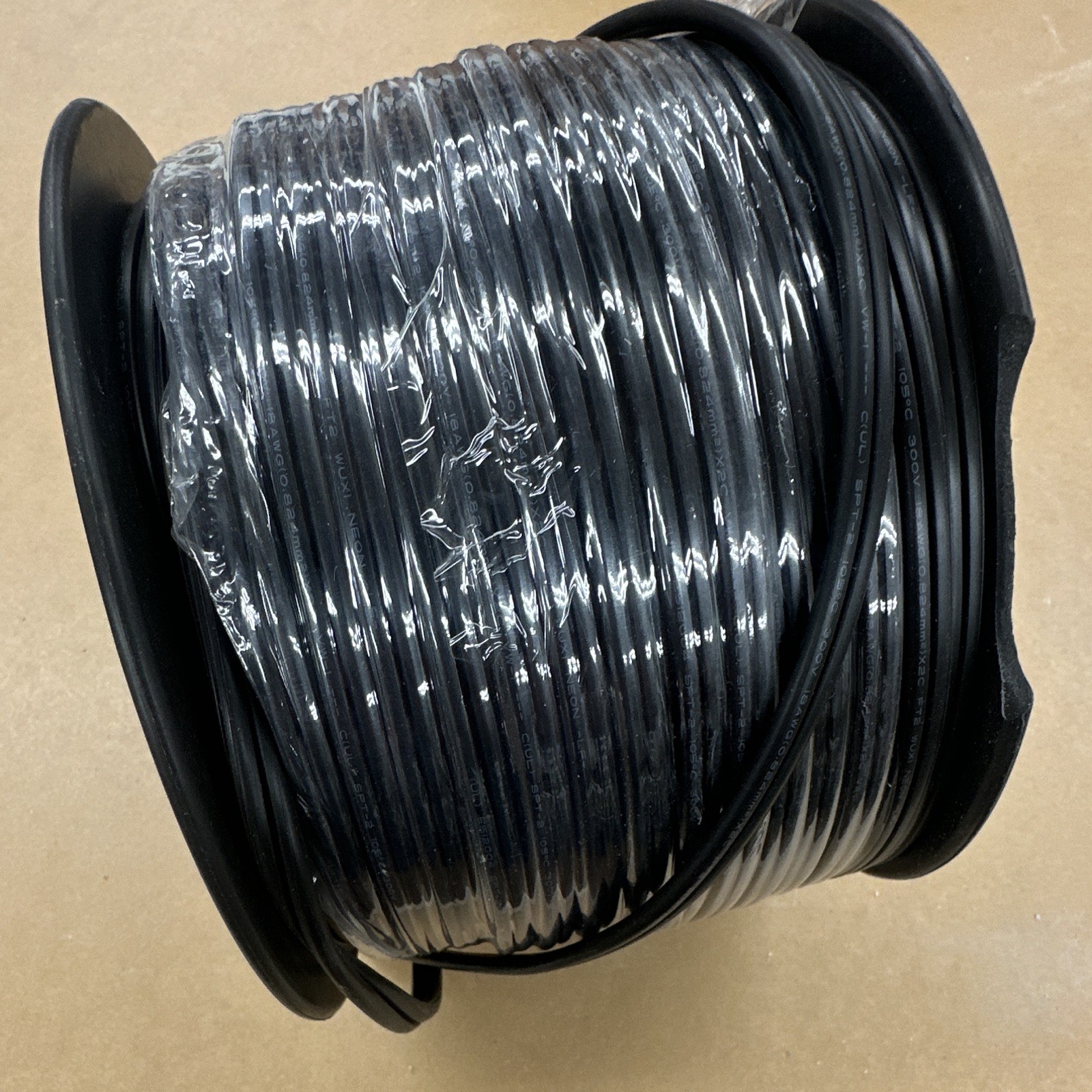 GFQHF SPT-2 18AWG 2C Stranded Copper PVC Wire Black 250ft 300V