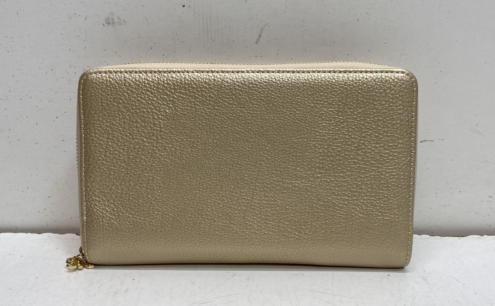 Suzanne Kalan Metallic Gold Pebbled Leather Jewelry Travel Case Set Box Dust Bag