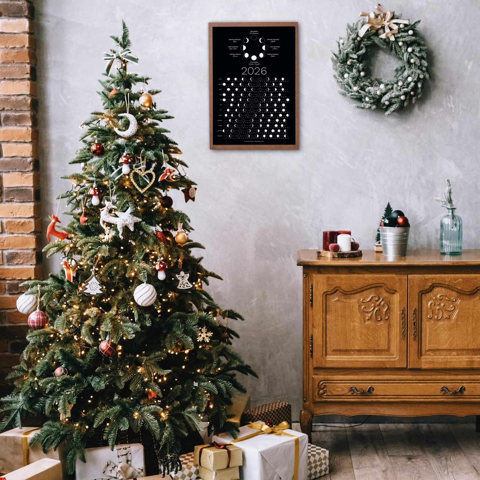 2026 Dark Moon Phase Calendar (SHIPS FLAT) Hangable Lunar Wall 2026