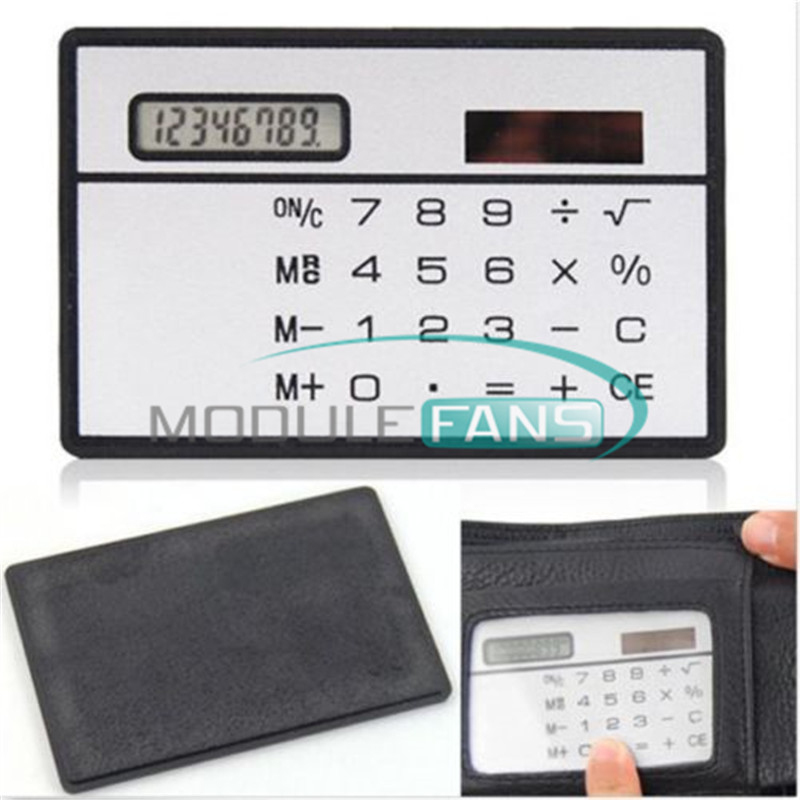 2PCS 8 Digits Ultra Thin Mini Slim Credit Card Solar Power Pocket Calculator New