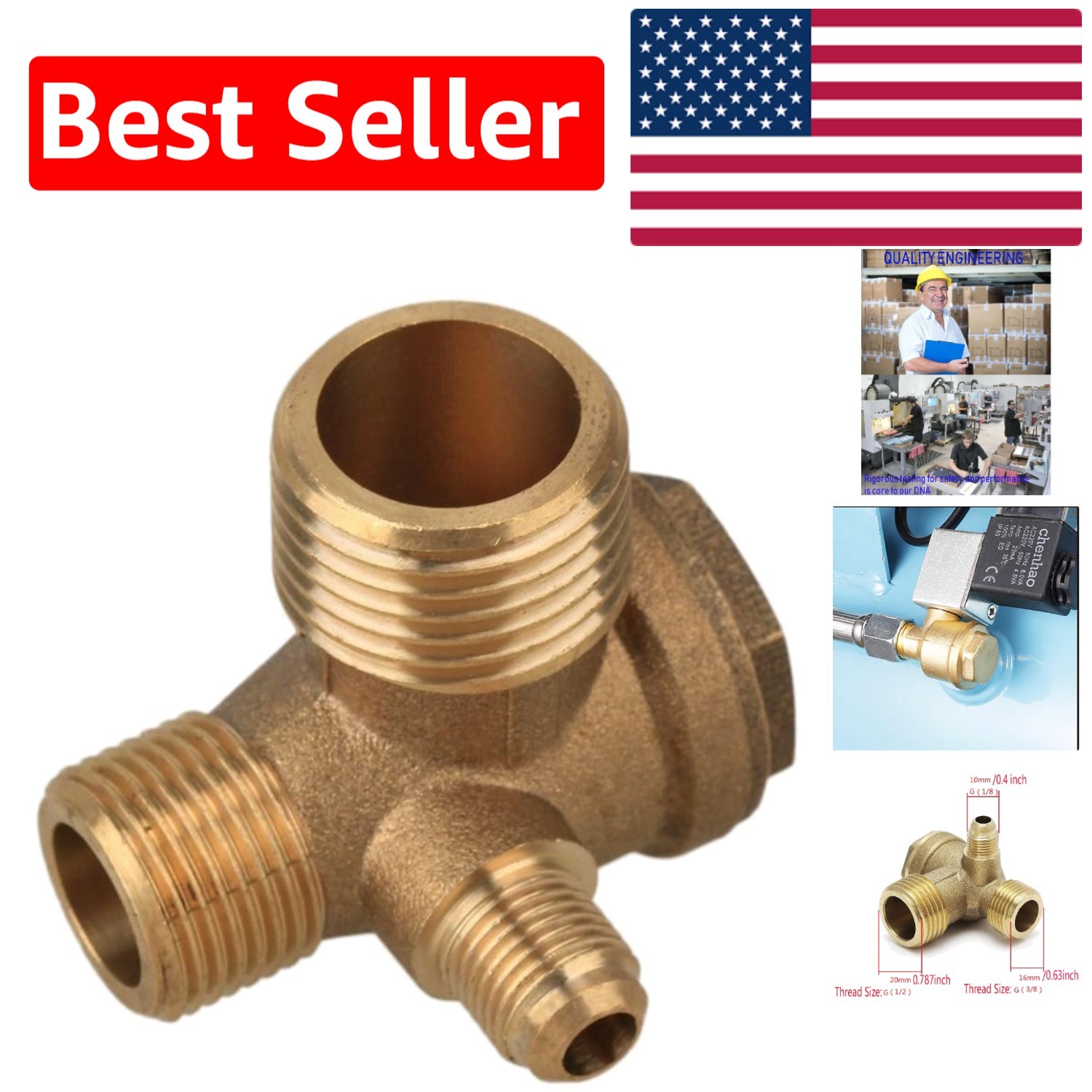 Corrosion-Resistant 3-Port Brass Check Valve – Ideal for Air Compression Systems