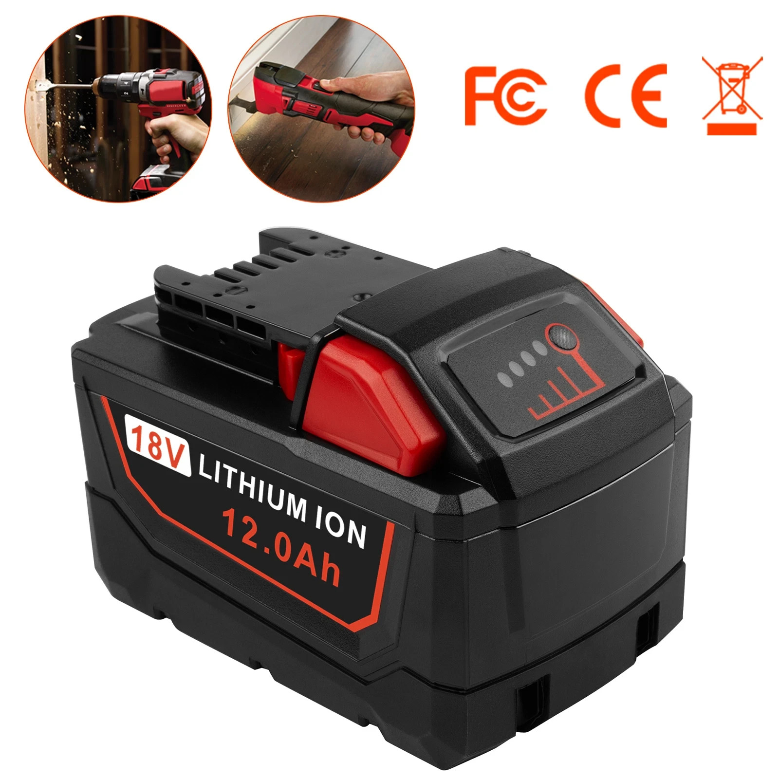 12Ah 18V Battery For Milwaukee For M18 Lithium Ion High Capacity 48-11-1880 US