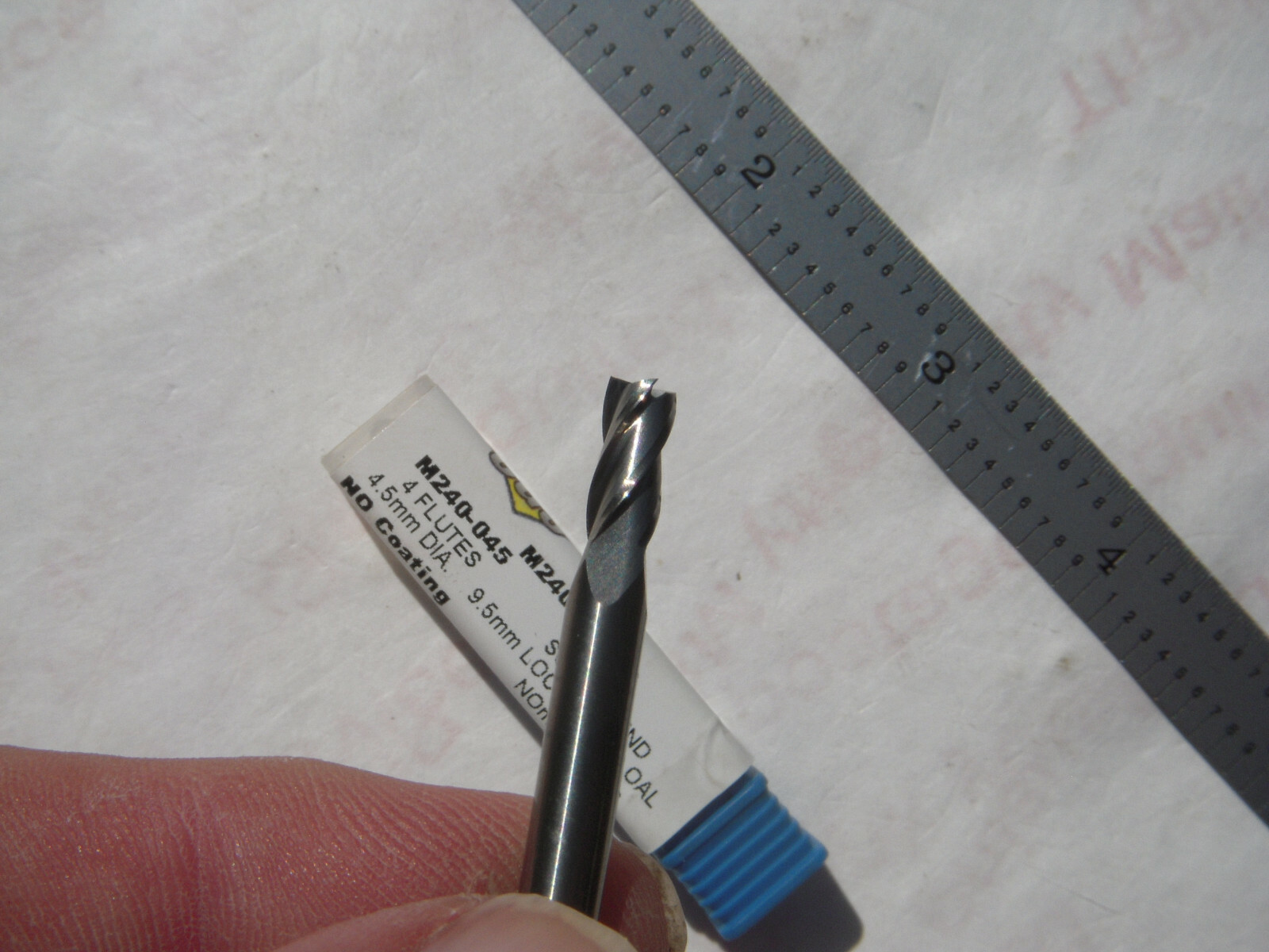 NEW CGS USA 4.5MM DIA. X 9.5MM LOC X 50MM OAL C.C. 4FL. CARBIDE SQUARE ENDMILL