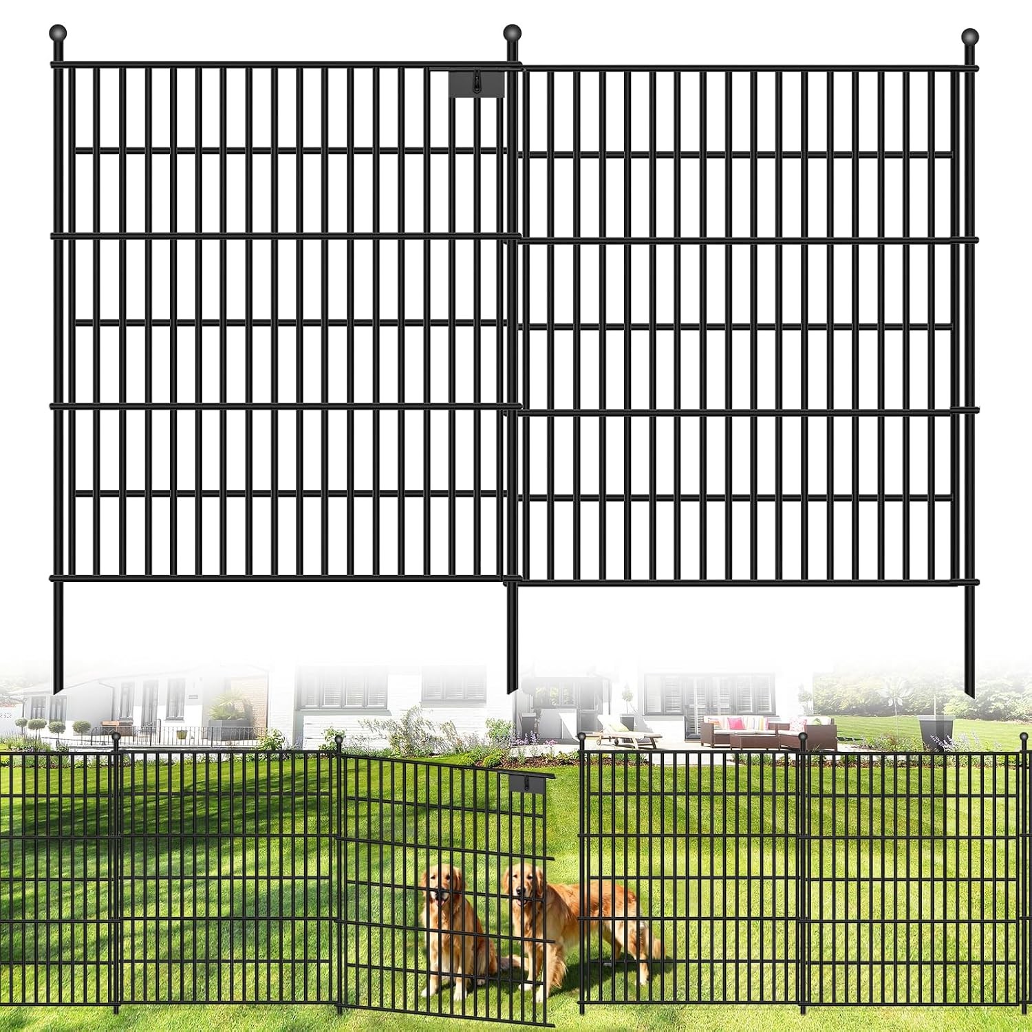 No Dig Garden Fence Panels 10 Panels 32 in(H) x 29 in(L) Fencing for Garden