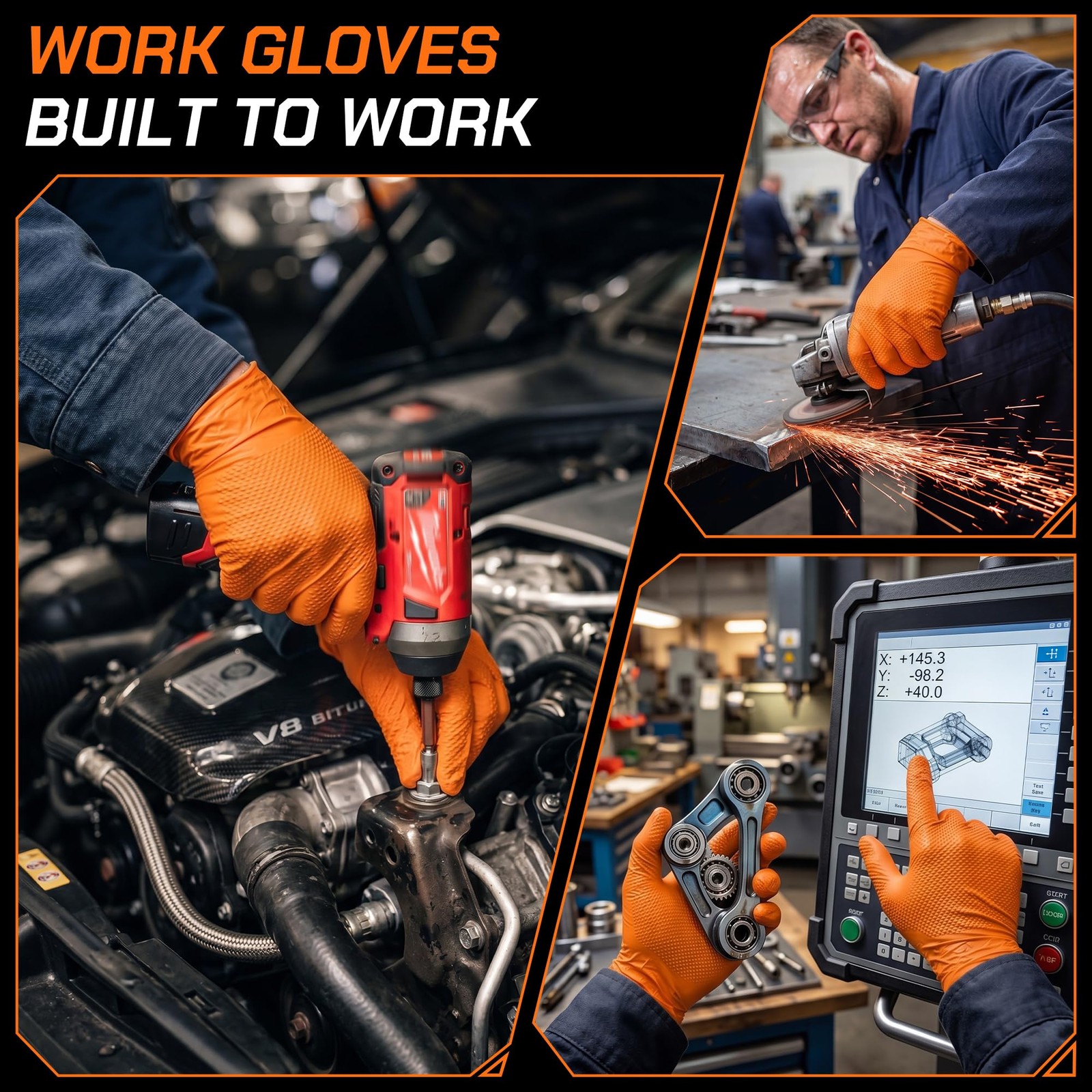 10mil Nitrile Gloves Thick,Industrial Disposable Gloves with Diamond Textured…