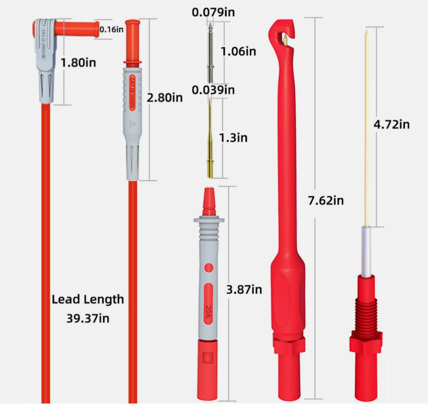 Automotive Test Leads Kit Puncture Probes + Soft Case for FLUKE Multimeter