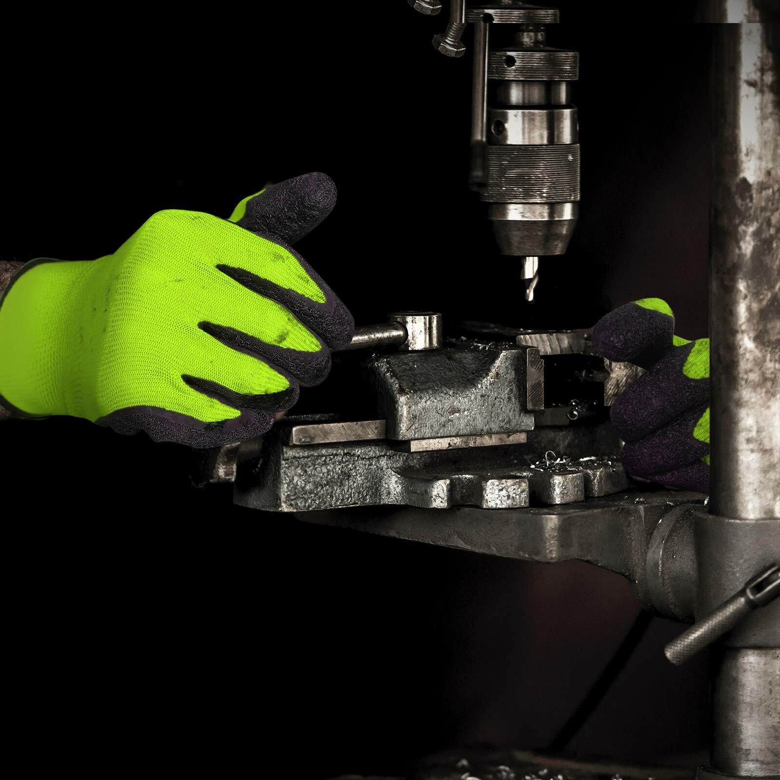 EvridWear 12 Pairs Pack Crinkle Latex Rubber Coated Work Gloves