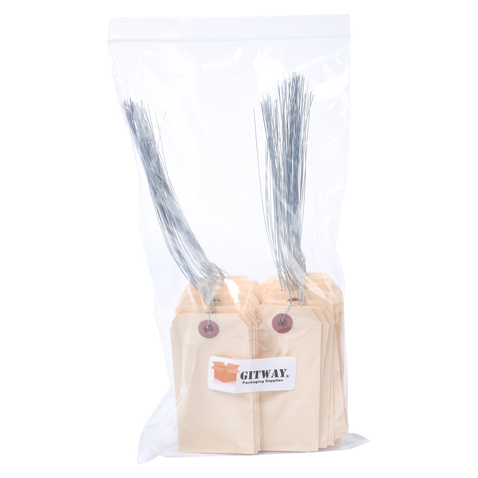 1000- 3 3/4″ x 1 7/8″ Size 3 Manila Inventory Shipping Hang Tags with Wire 13 Pt