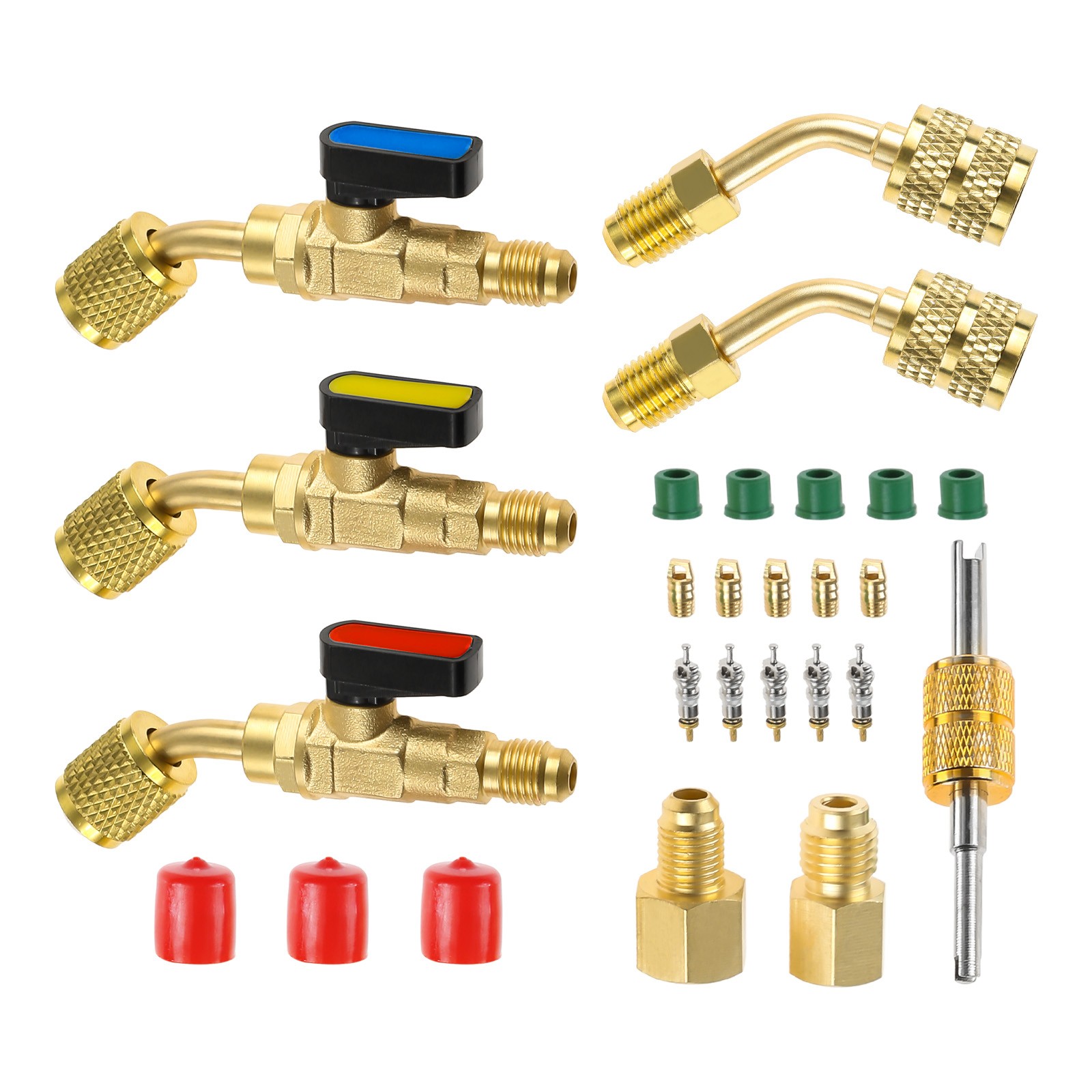 Air Conditioner Angled Ball Valve Adapter Kit for R410A R134A R12 R22 AC HVAC