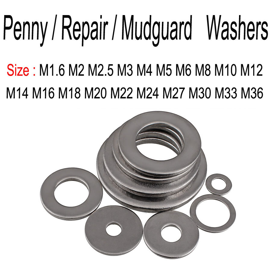 Penny Repair Washers Mudguard Washer M1.6 M2 M3 M4 M5 M6-M36 Stainless Steel A2