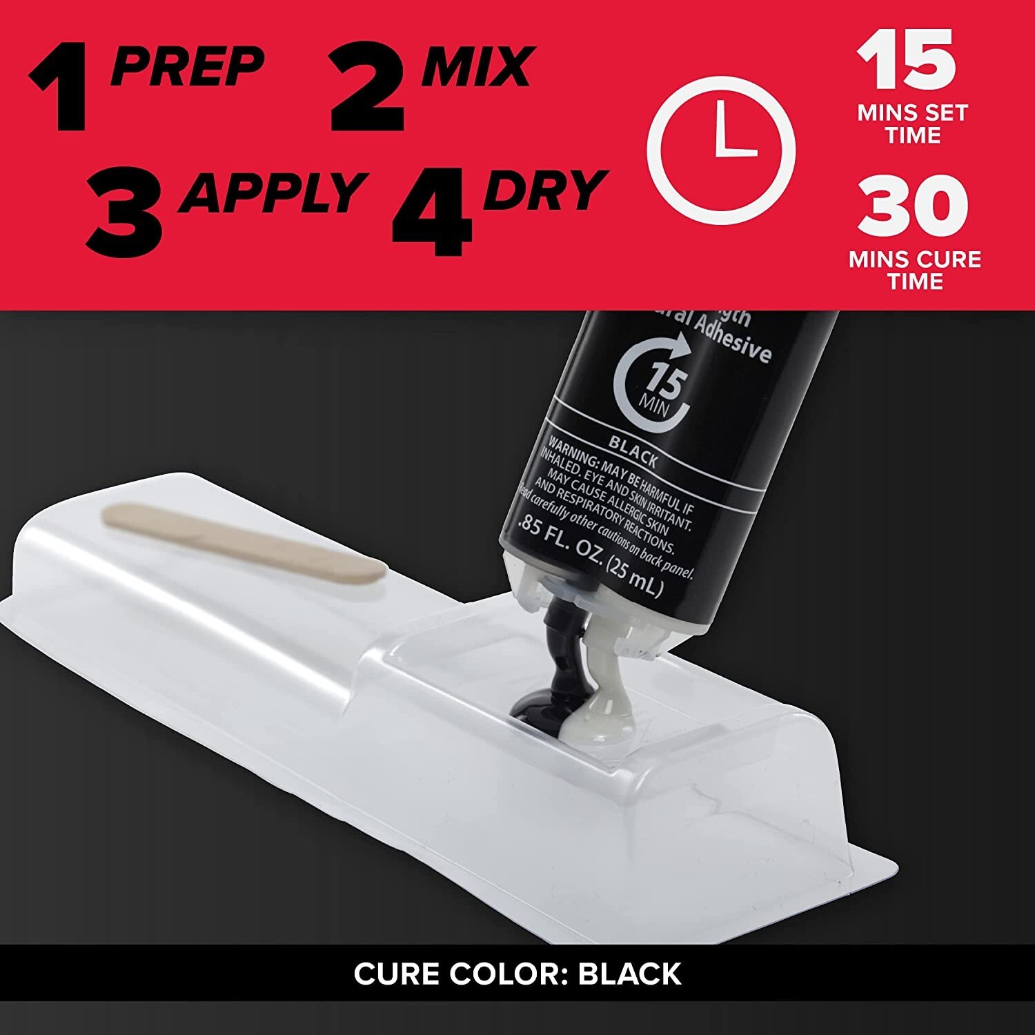 J-B Weld 50139 Plastic Bonder Body Panel Adhesive and Gap Filler – Black – 25 ml