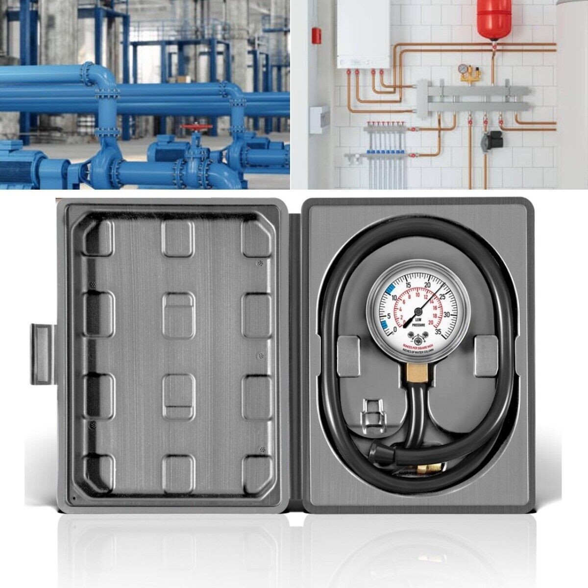 Manometer Gas Pressure Tester, Natural Gas or LP Gas Manifold Pressure Test Kit