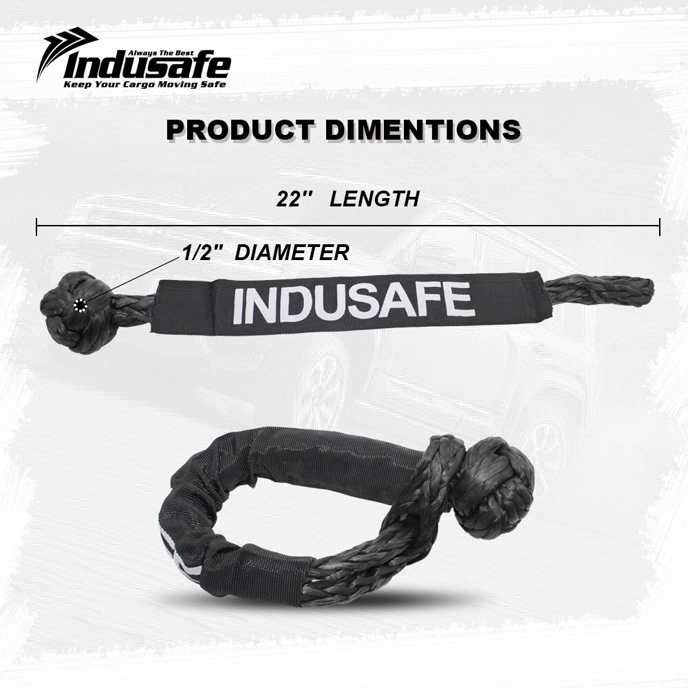Soft Shackle Synthetic Recovery Rope 2PCS 1/2″x22″ 56000lbs Break Strength