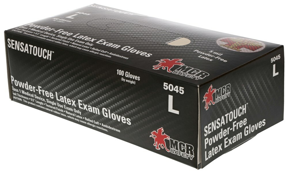 MCR Safety 5045 Latex Disposable Gloves Powder-Free, Case of 10 Boxes, Large