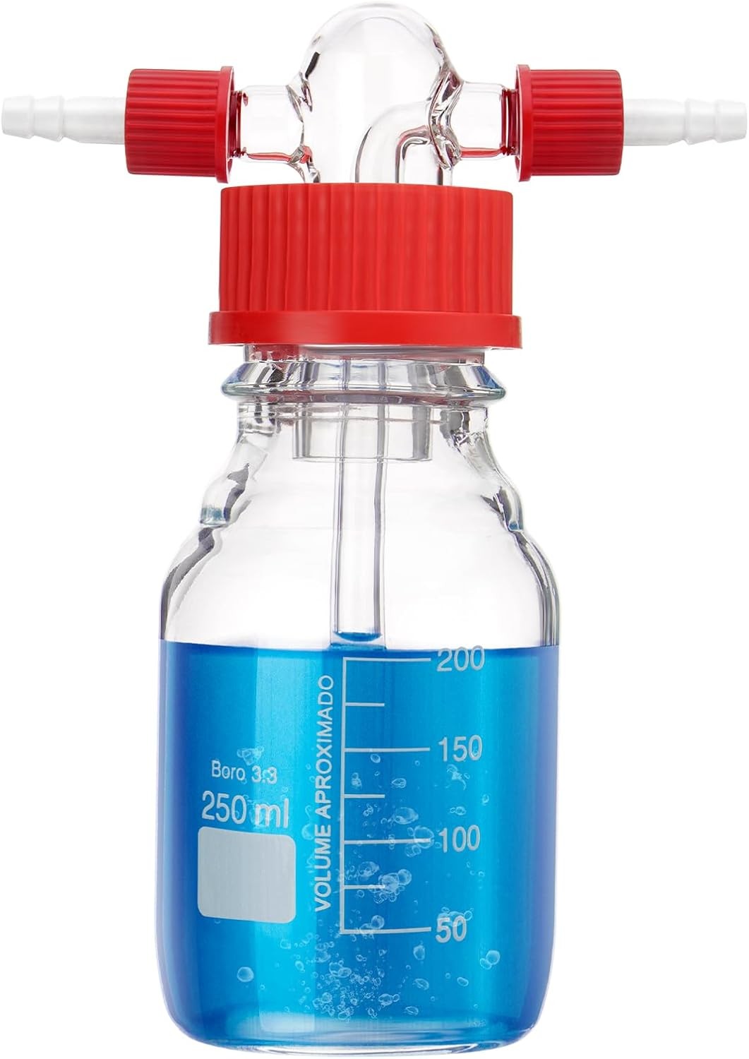 250/500mL Lab Gas Washing Lab Buffer Bottle Glass Vacuum Wash GL45 Bottle Glass