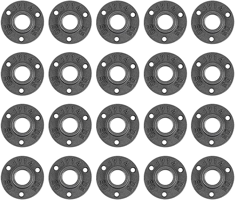 20 Pack 3/4 Inches Malleable Cast Iron Pipe Flange, Industrial Pipe Flanges for