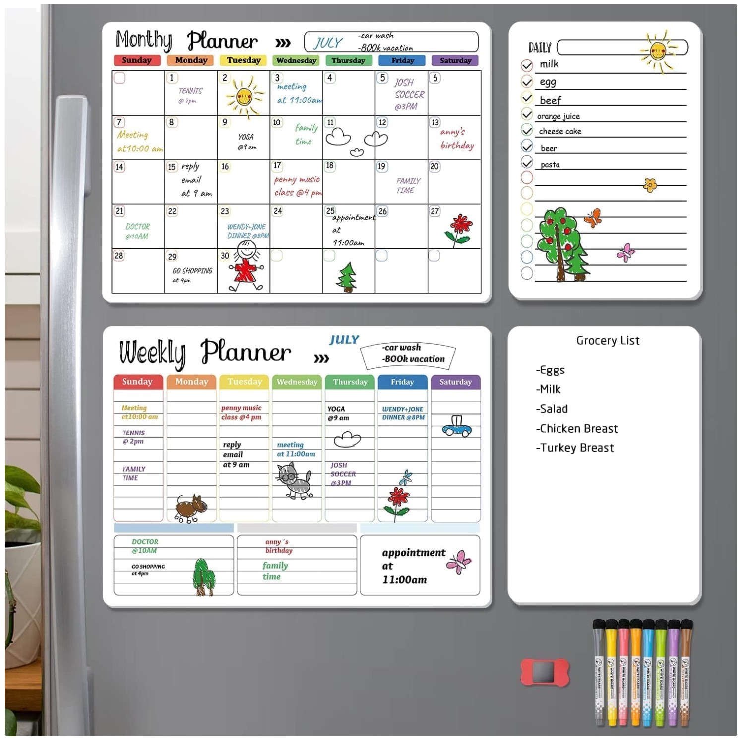 Monthly Weekly Planner Whiteboard Bundle