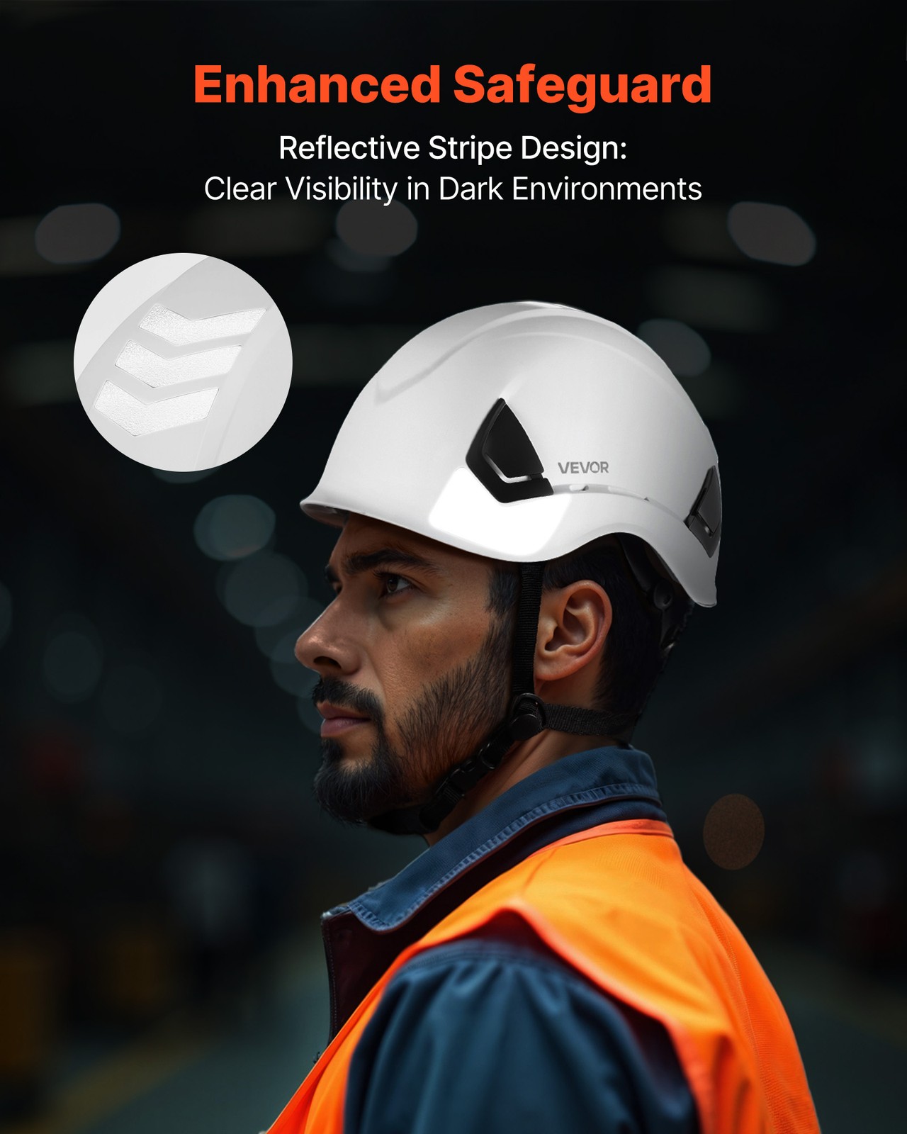 VEVOR Construction Safety Helmet Vented Class C White Safety Hardhat Men & Women