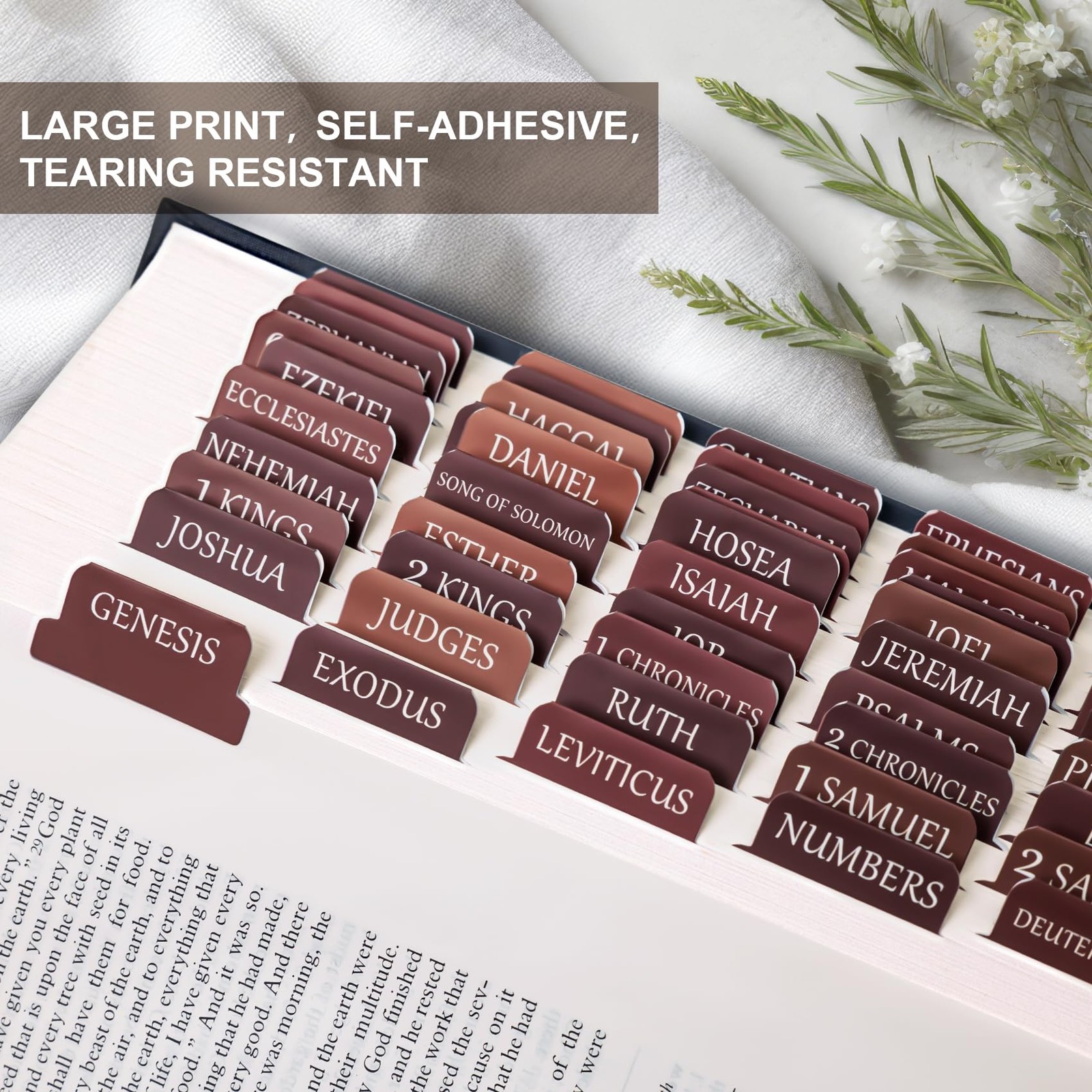 Laminated Bible Tabs for Women Men – Large Print Tabs for Study Bibles, Boho