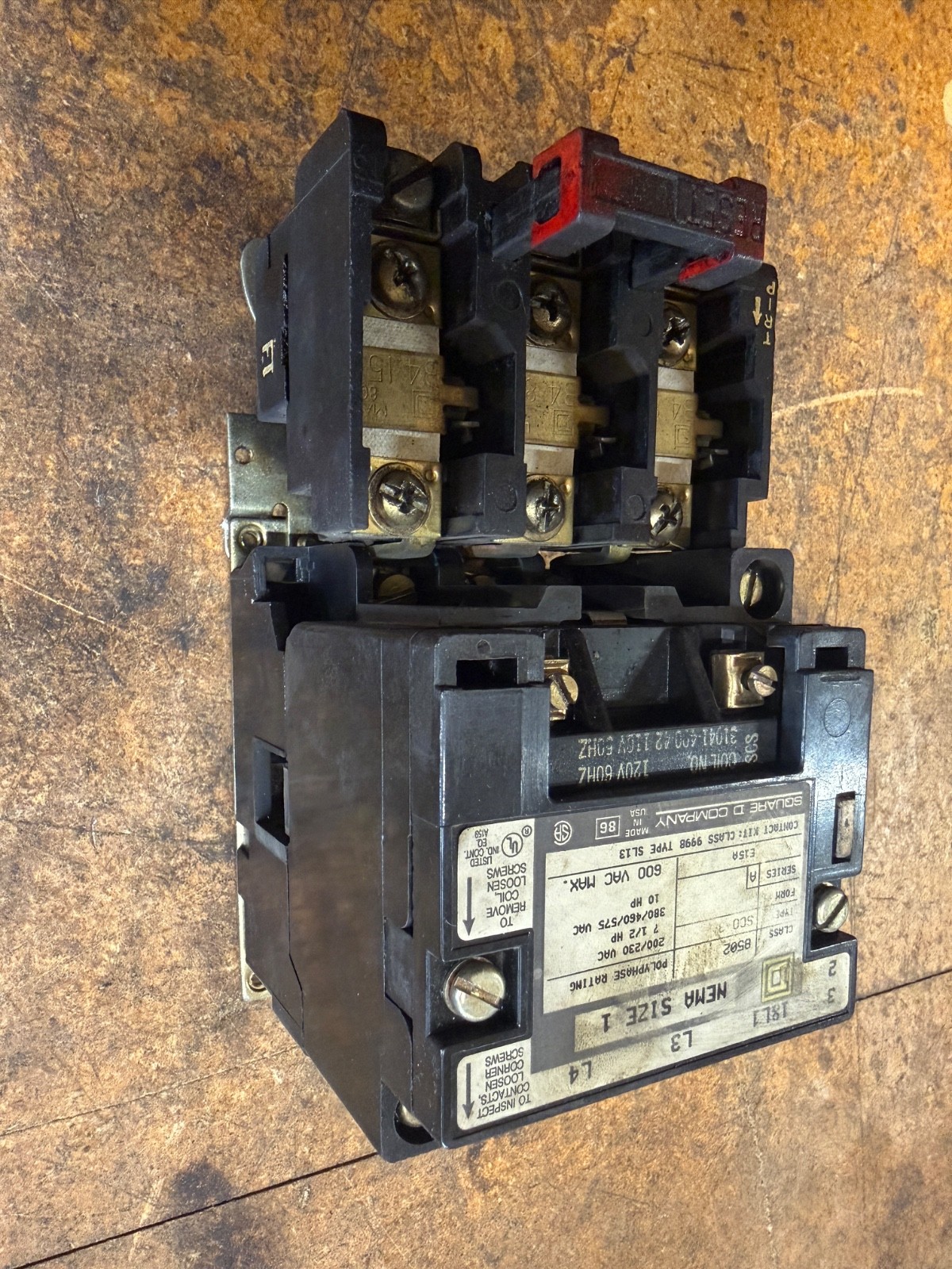 SQUARE D Class 8502 TYPE SCO 3, SERIES A SIZE 1 600V 3-POLE TYPE SL13 (TESTED)