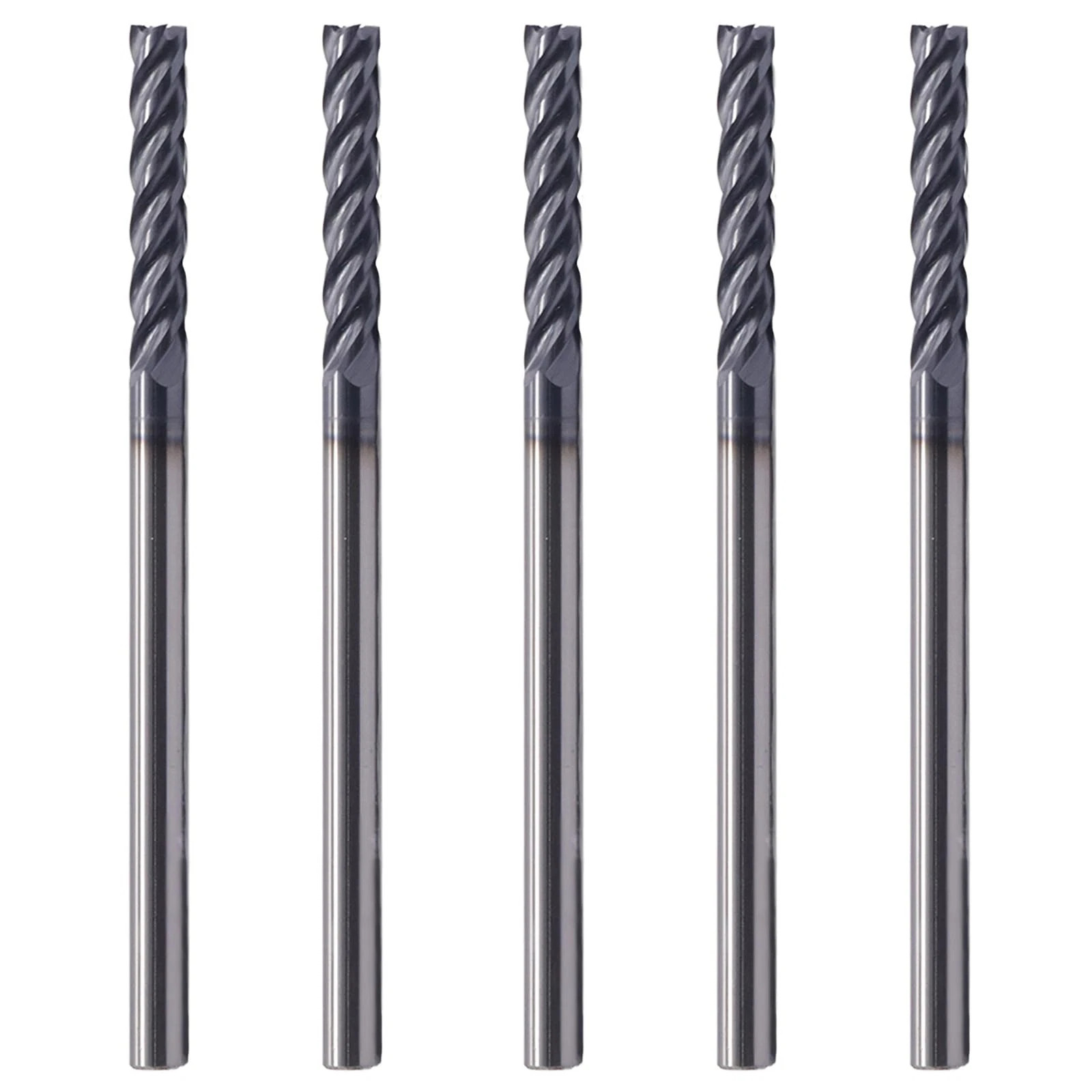 5x 4 Flute 1/8″ x 3/4″ x 2-1/4″ Solid Carbide Long End Mills – TiALN Coated US