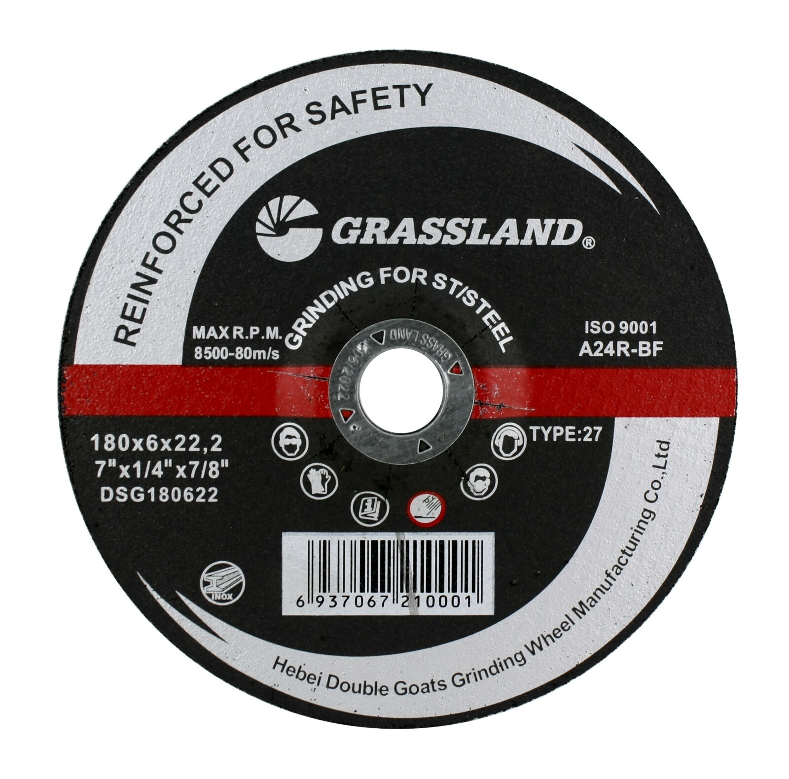 Grinding Disc, Stainless Steel Grinding wheel – 7″ x 1/4″ x 7/8″ – T27