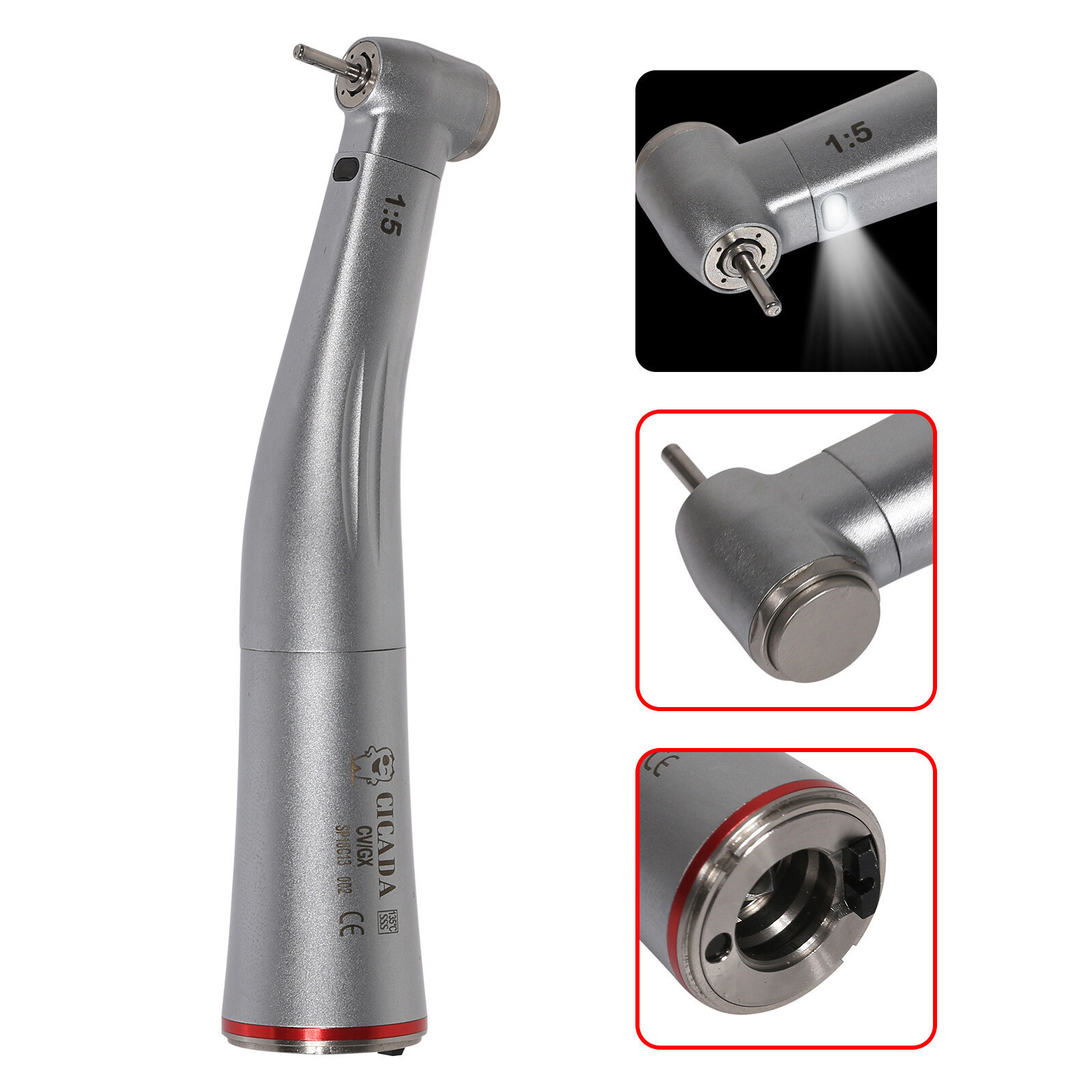 CICADA Dental 1:5 High Speed Contra Angle Handpiece E-type Fit Electric Motor