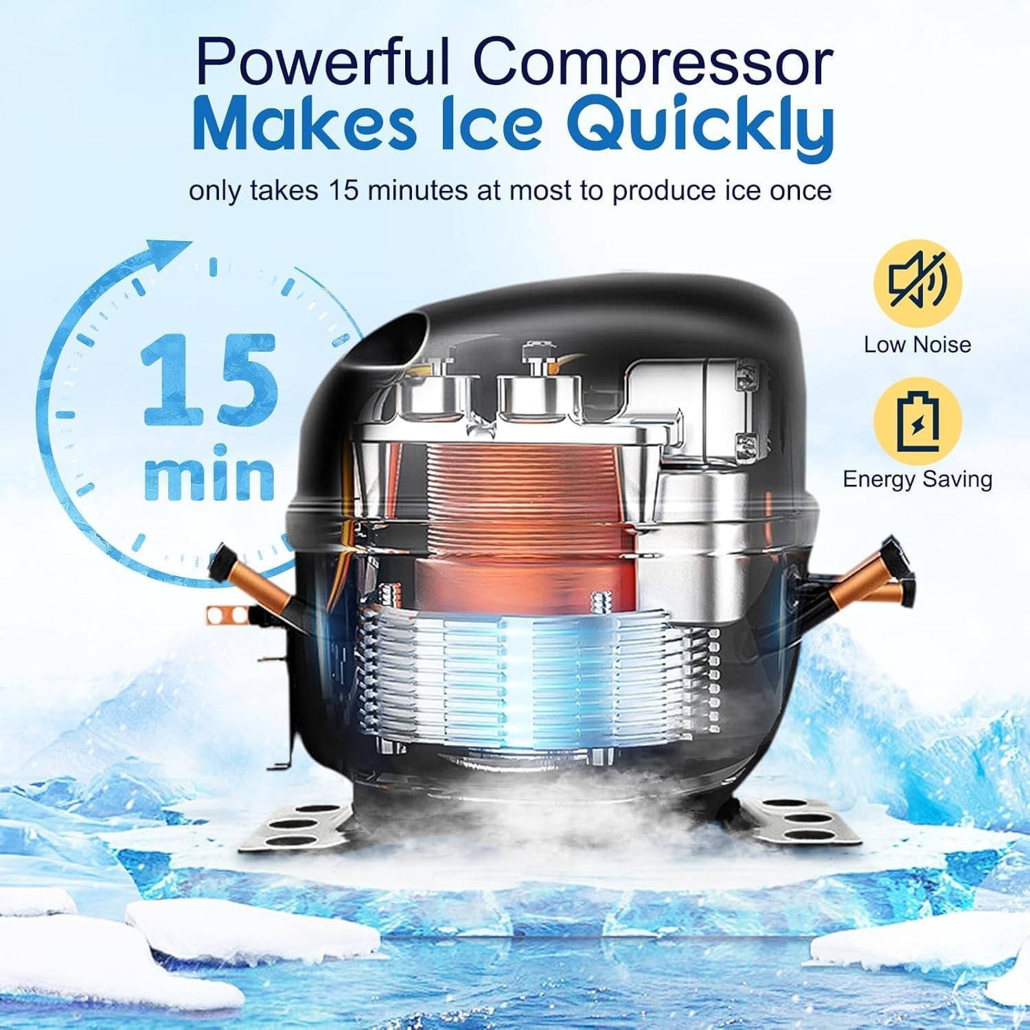 100LBS 24H Commercial Ice Maker Stainless Steel Ice Machine with 33LBS Bin