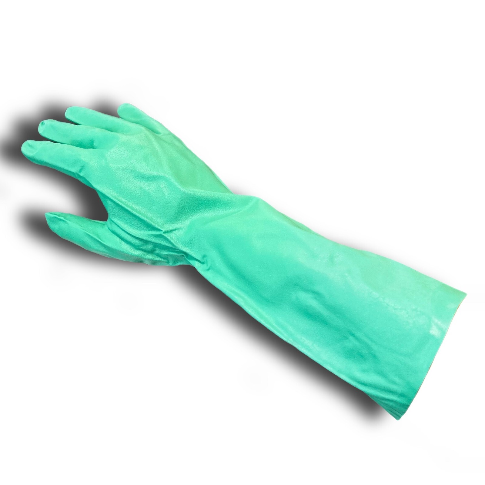 1 Packet of 12 Pairs Chemical Resistant Gloves – Size 7, Nitrile, 13″ L