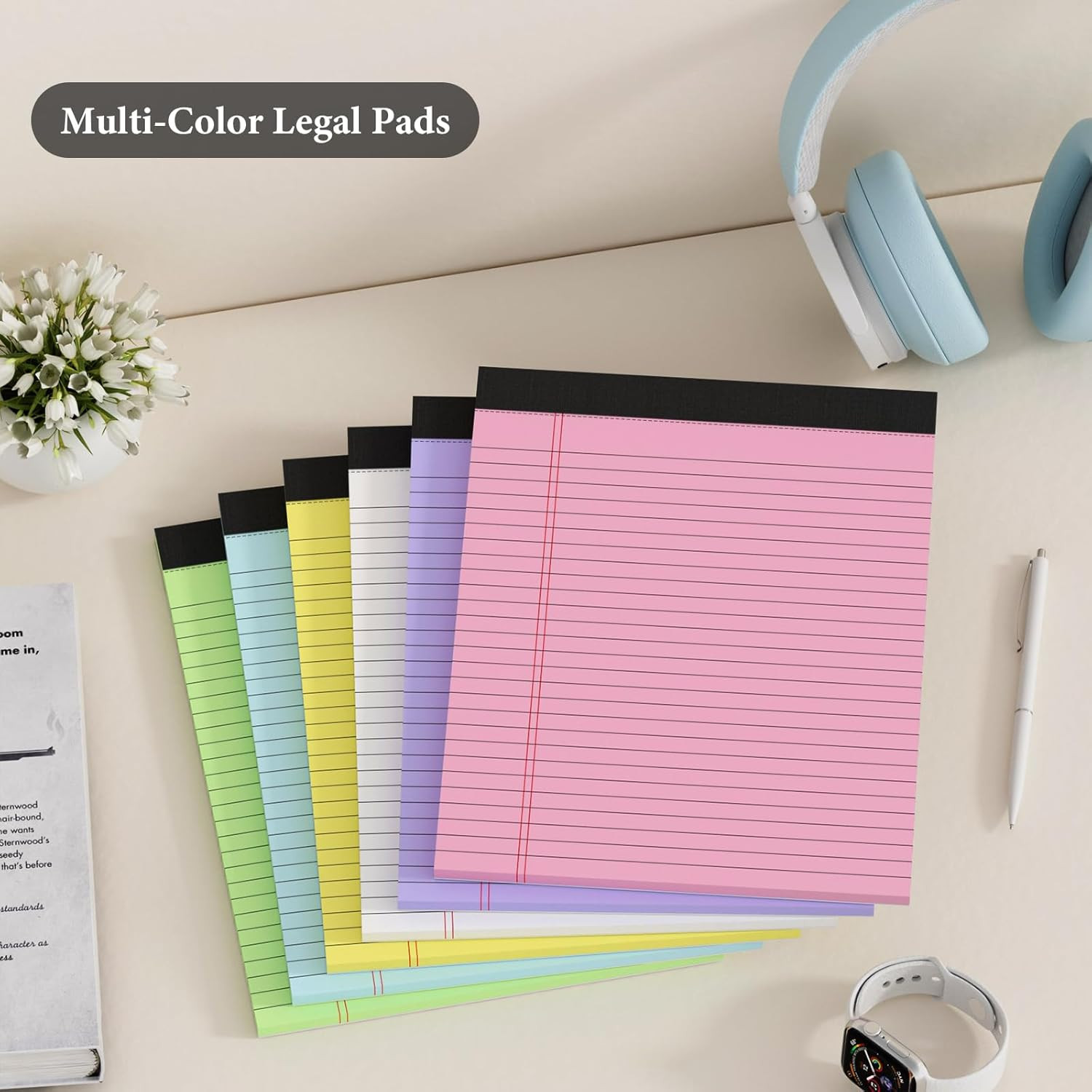Nichela 6 Pack Legal Pads 8.5 X 11 Colored Note Pads 8.5 X 11 Pink Notepad