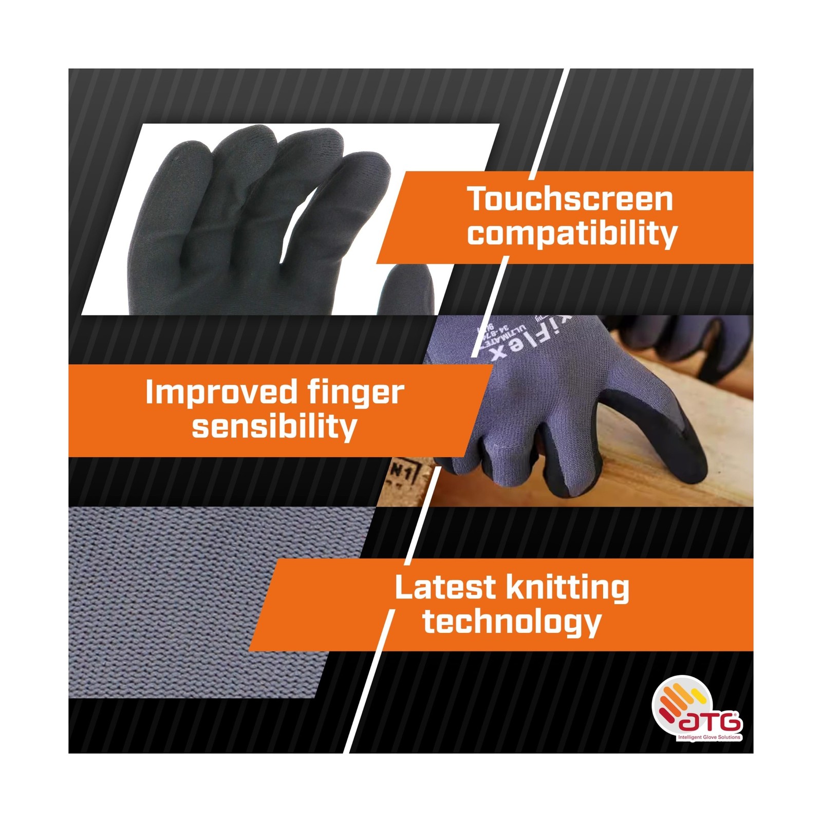 ATG MaxiFlex PIP 34-874/M MaxiFlex Ultimate, Foam Nitrile Palm Coated Gloves,…
