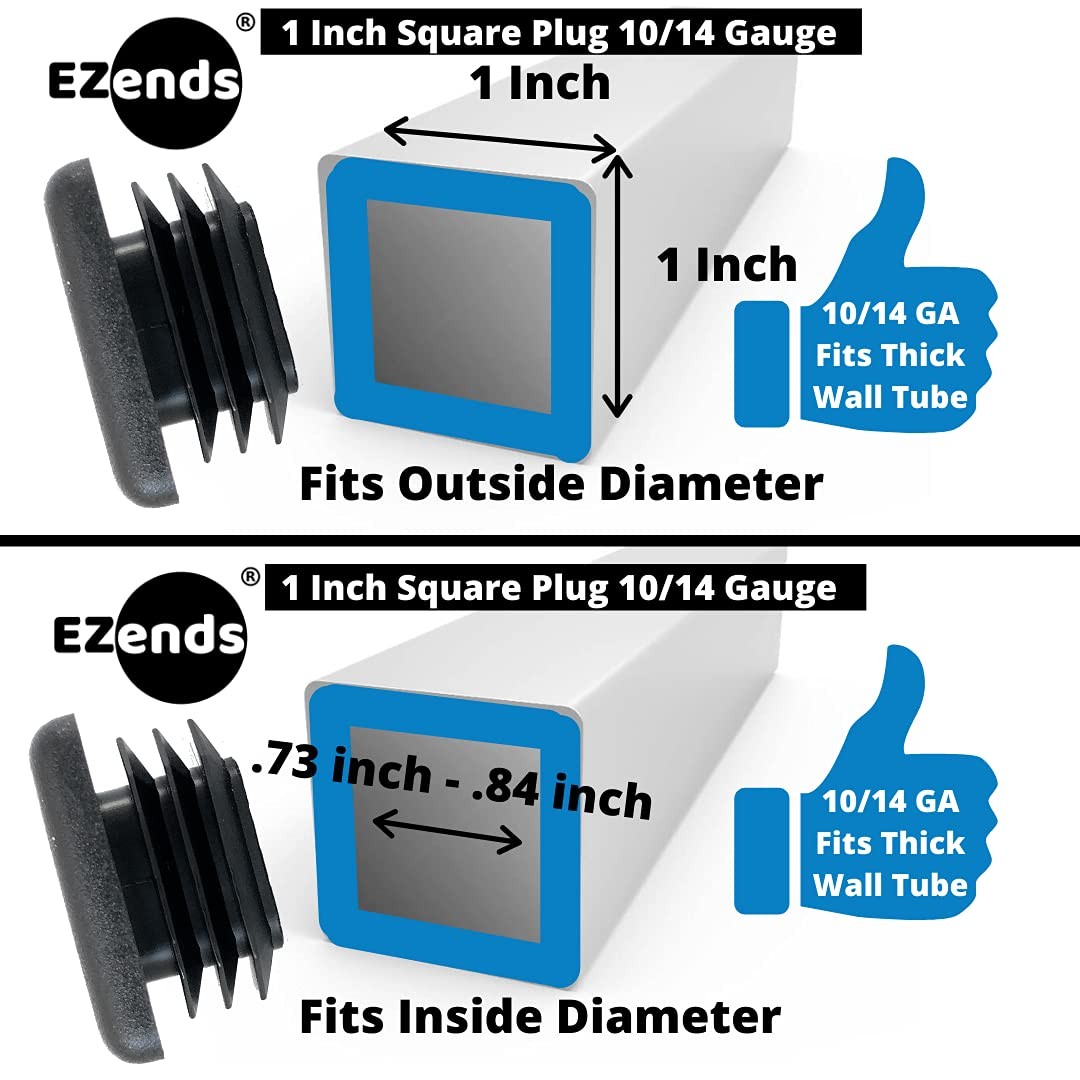 20 PCS 1 Inch 1014 Gauge Durable Polyethylene End Caps Black Plastic Plugs