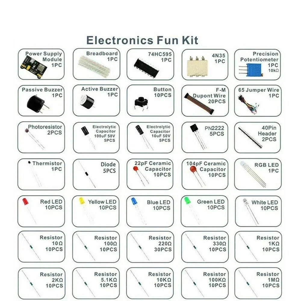 830pcs Mixed Grab Bag of Electronic Components LOT Kit Resistor Capacitor Parts