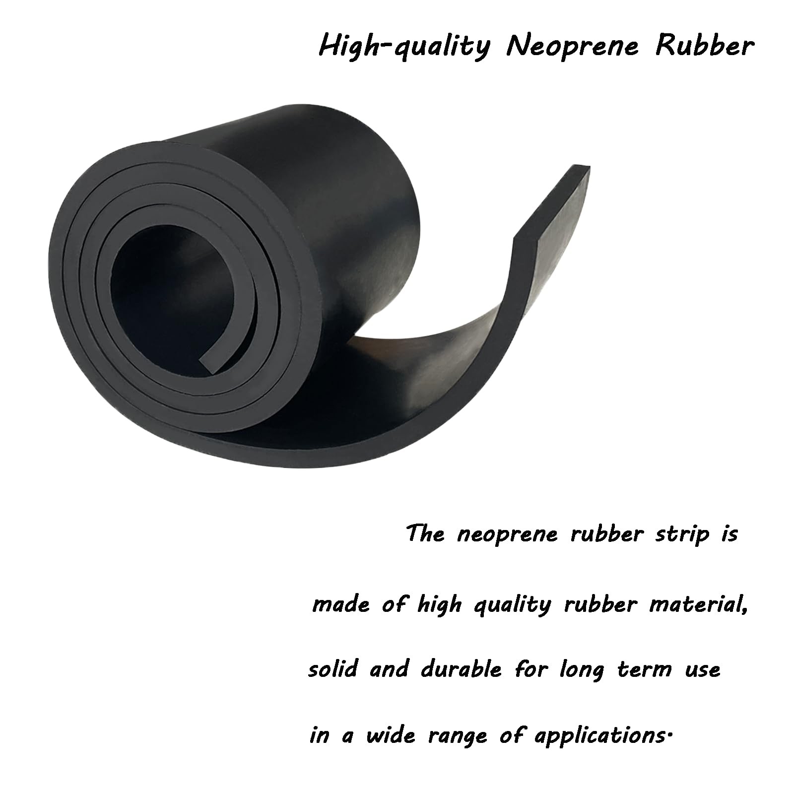 Thick Neoprene Rubber Strip 4×1/4 Inch x 3.3 Ft Solid Roll Craft Floor DIY Pad