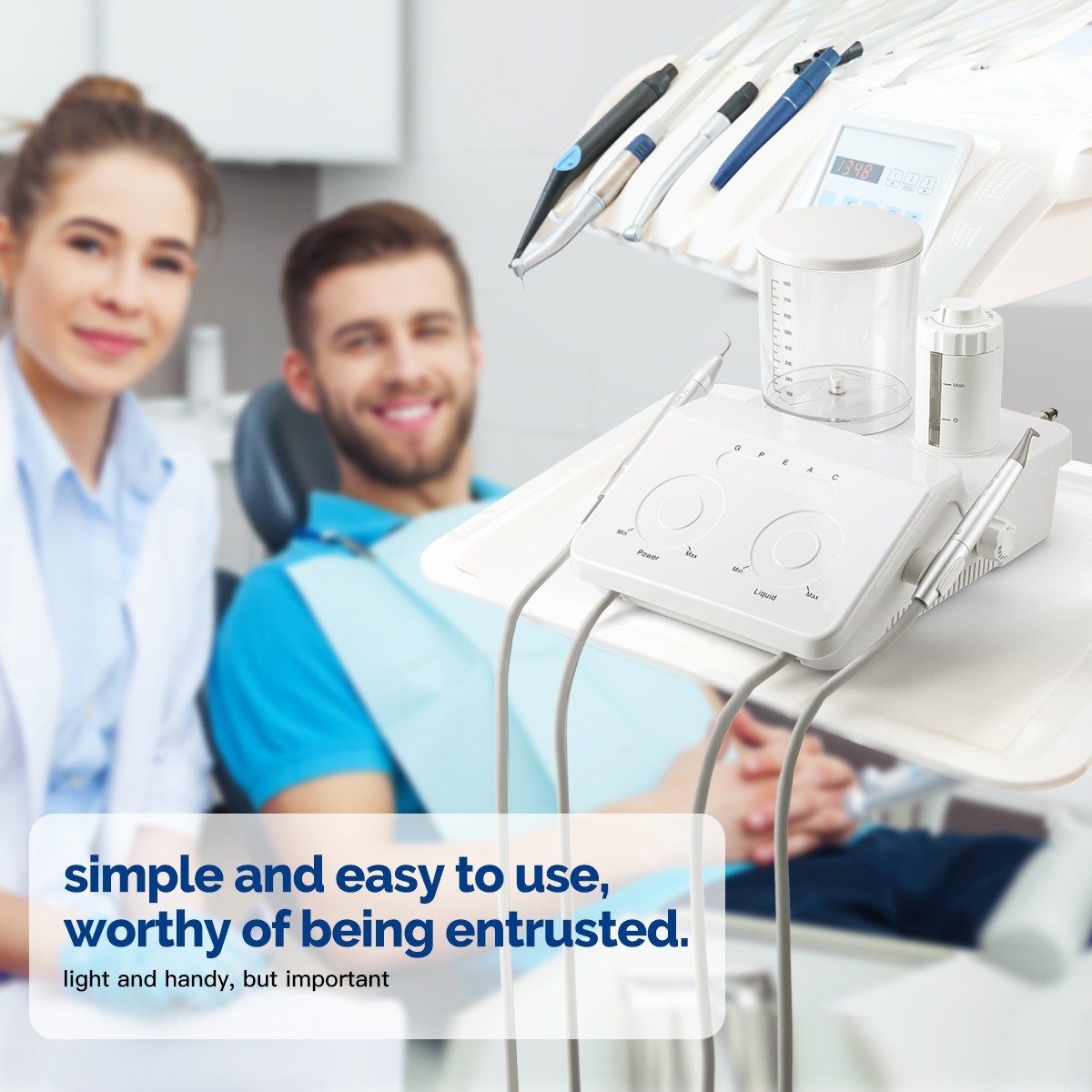 Dental Ultrasonic Scaler 30kHz Wireless Foot Switch Touch Panel Auto Tuning