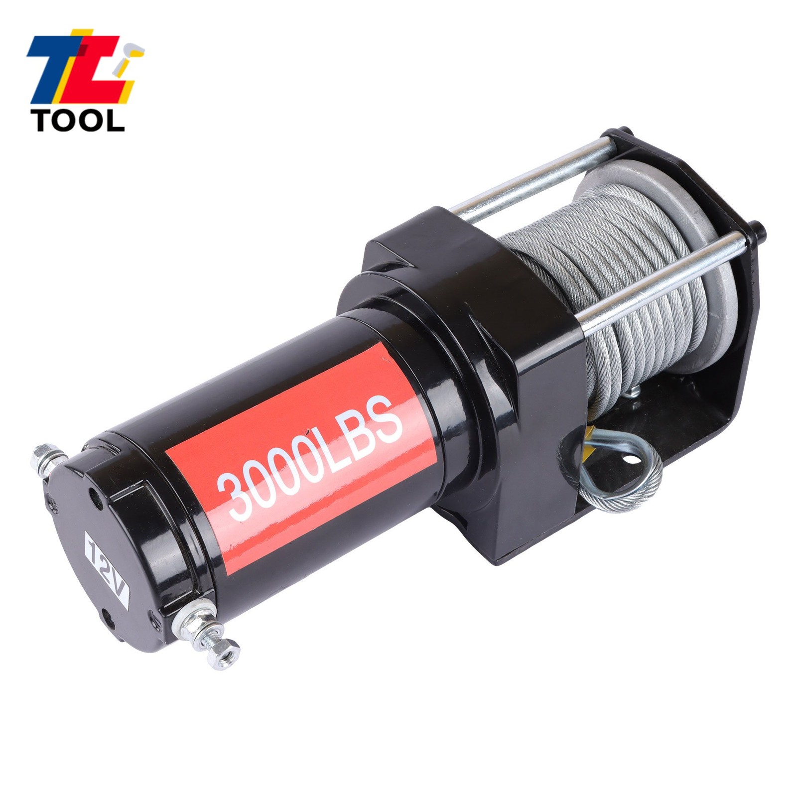 3000 LBS 32 FT Steel Cable Winch 153:1 Gear Ratio 12VDC/1.3HP Electric Winch