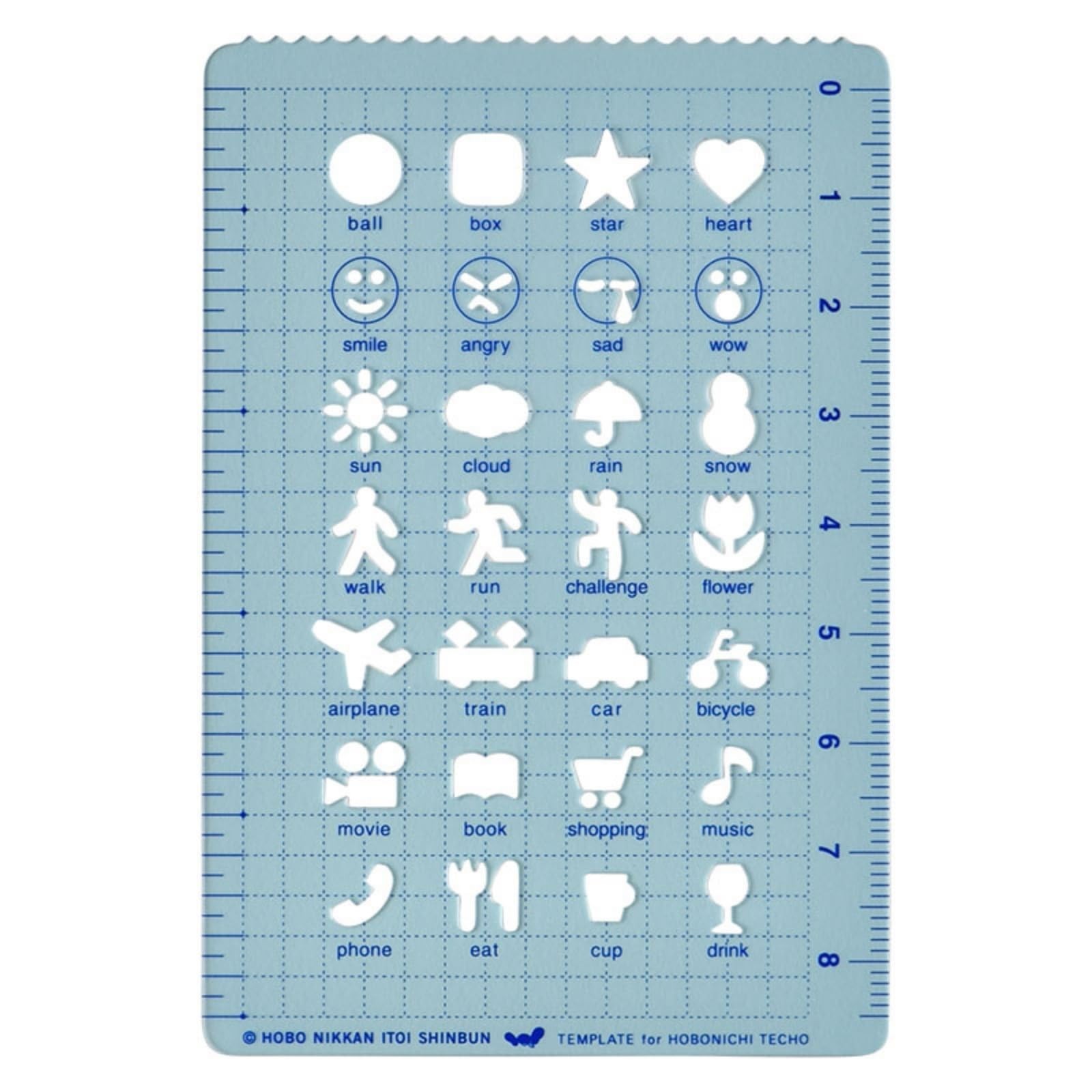 ‘Hobonichi Template Compact (2.5 x 3.7 x 0.02 inches), Blue and White