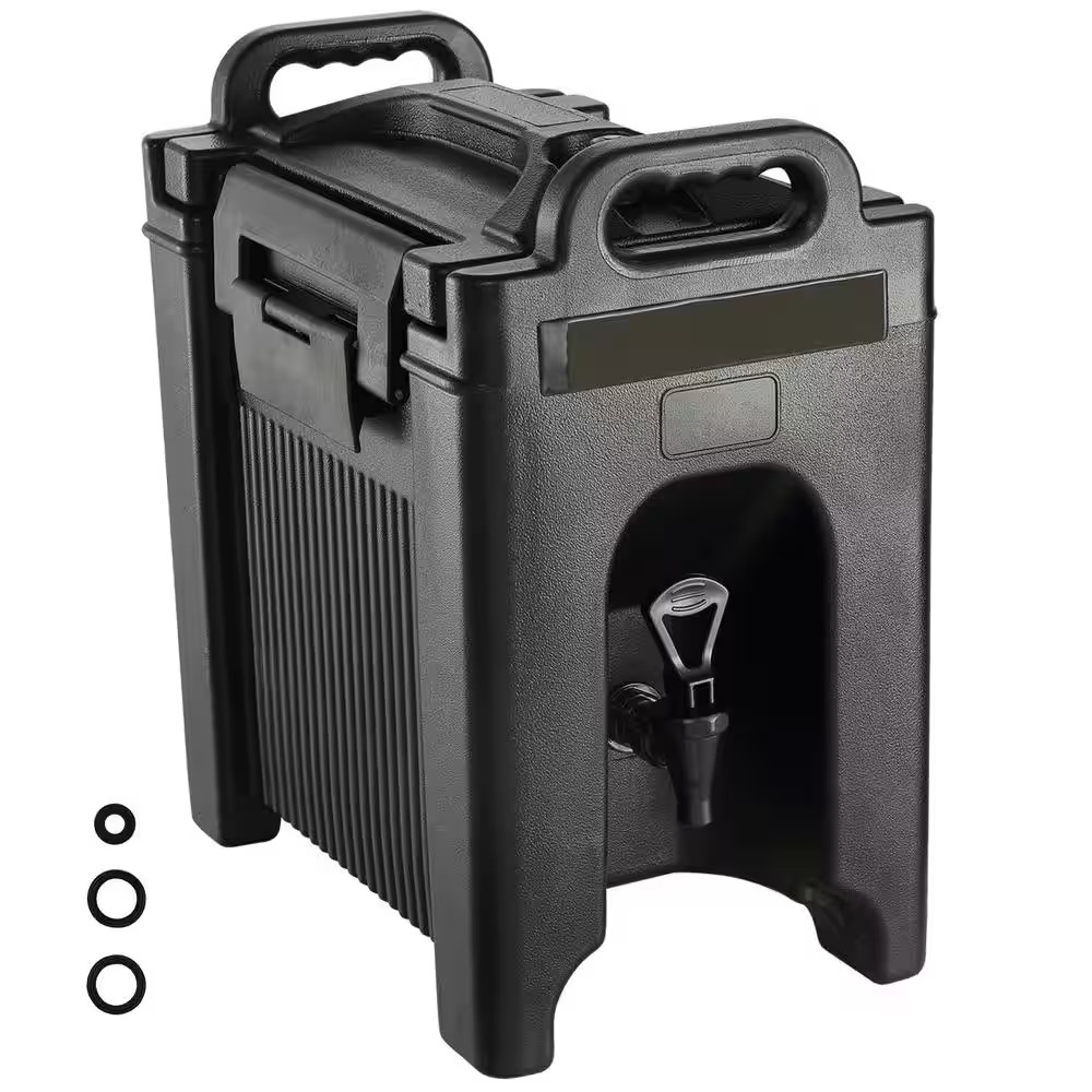 2.5 Gal. Insulated Beverage Dispenser, Food-Grade LDPE Thermal Drink Server, Hot