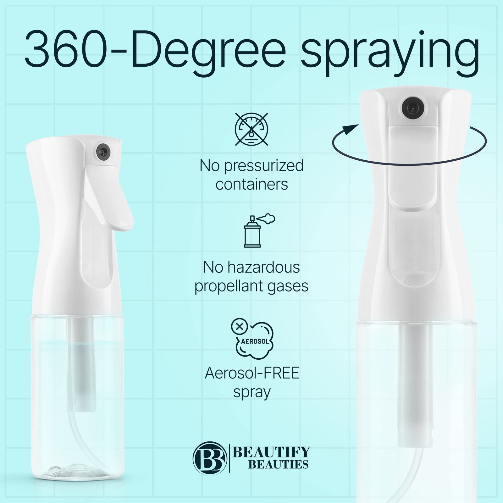 BeautifyBeauties Spray Bottle For Hair – Continuous Mister 10.1 Ounces, Clear