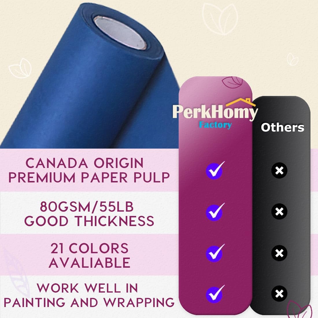 PerkHomy 36 x 1,440 120 Blue Kraft Paper Roll for Craft Bulletin Board