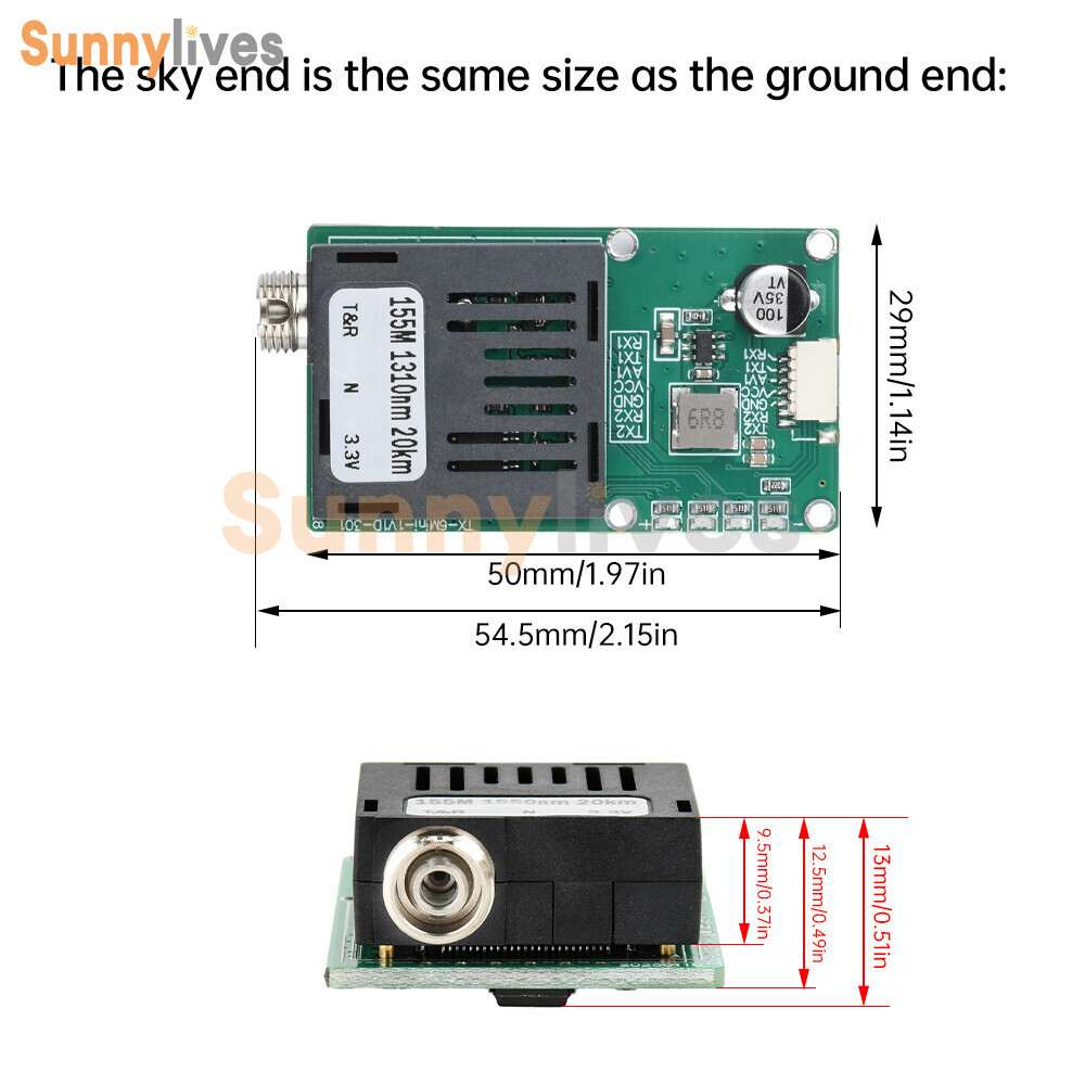 TTL Optical Transceiver Module TTL to Fiber Module FC RX/TX/AV/VCC/GND for Drone