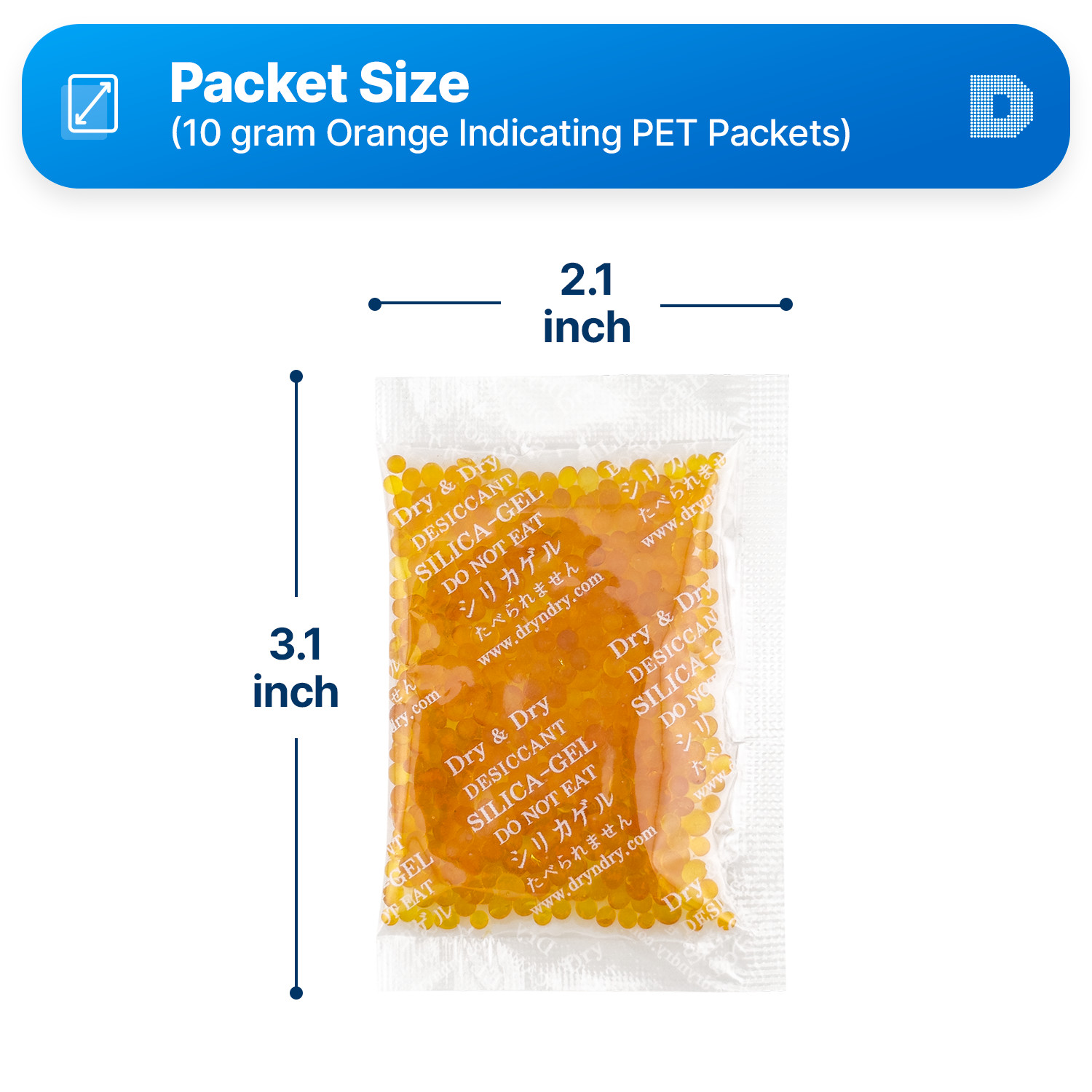[35 Packs]10 Gram ” Dry & Dry” Orange Indicating Silica Gel Packets – Reusable