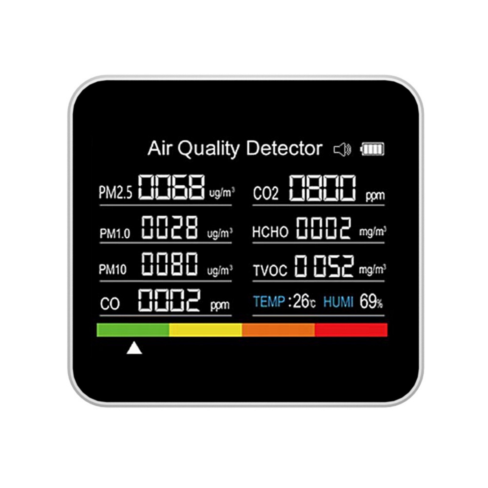 9-in-1 Air Quality Monitor Indoor Carbon Monoxide Detector PM2.5/1.0/10 HCHO