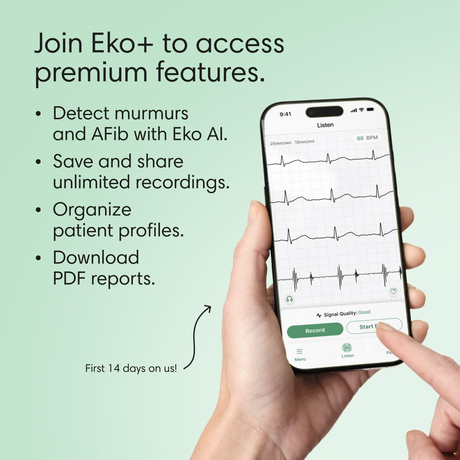 Eko CORE 500™ Digital Stethoscope — 40x Amplification, Active Noise Champagne