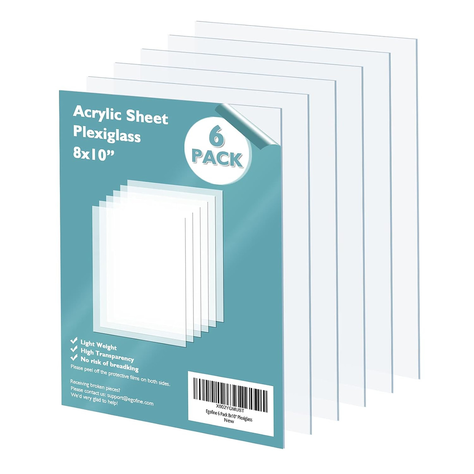 Acrylic Sheets 8×10 Inches 0.04 Thick Clear Plastic for Crafting DIY Projects