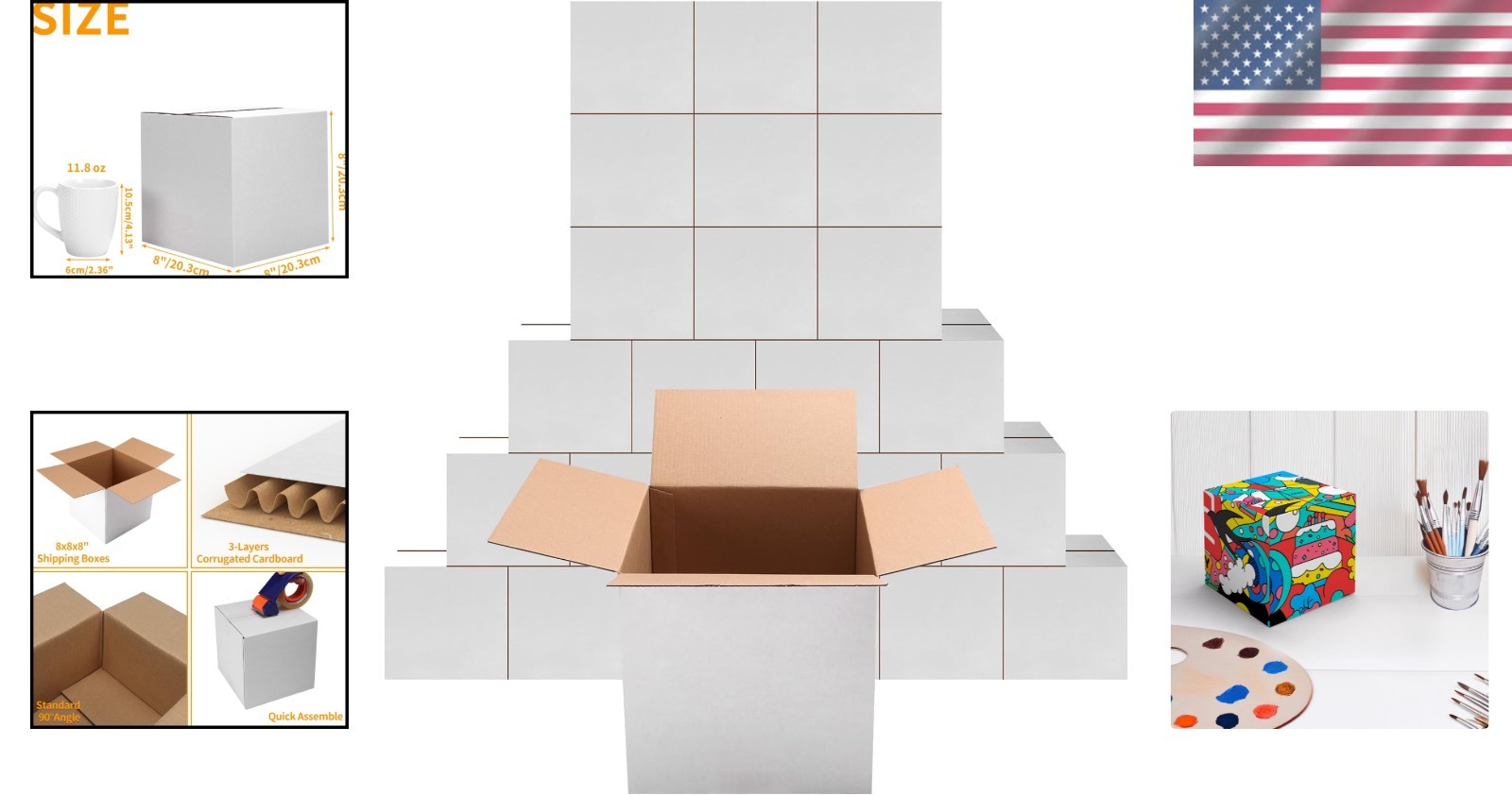 Set of 25 Durable 8x8x8 Shipping Boxes – Ideal for Small Business Packing