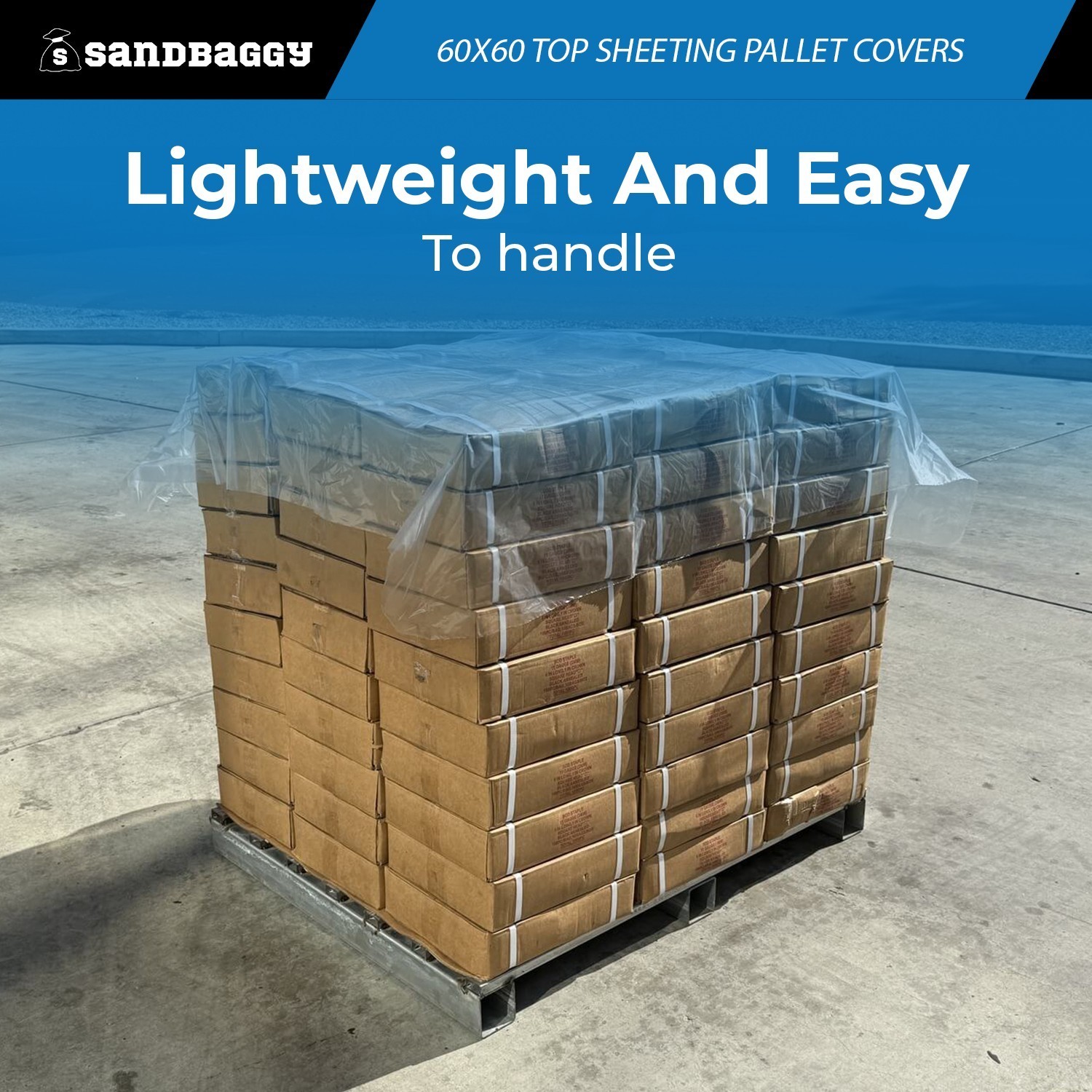 60″ x 60″ Clear Top Sheeting Pallet Covers – 1.25 Mil, USA Made – Sandbaggy