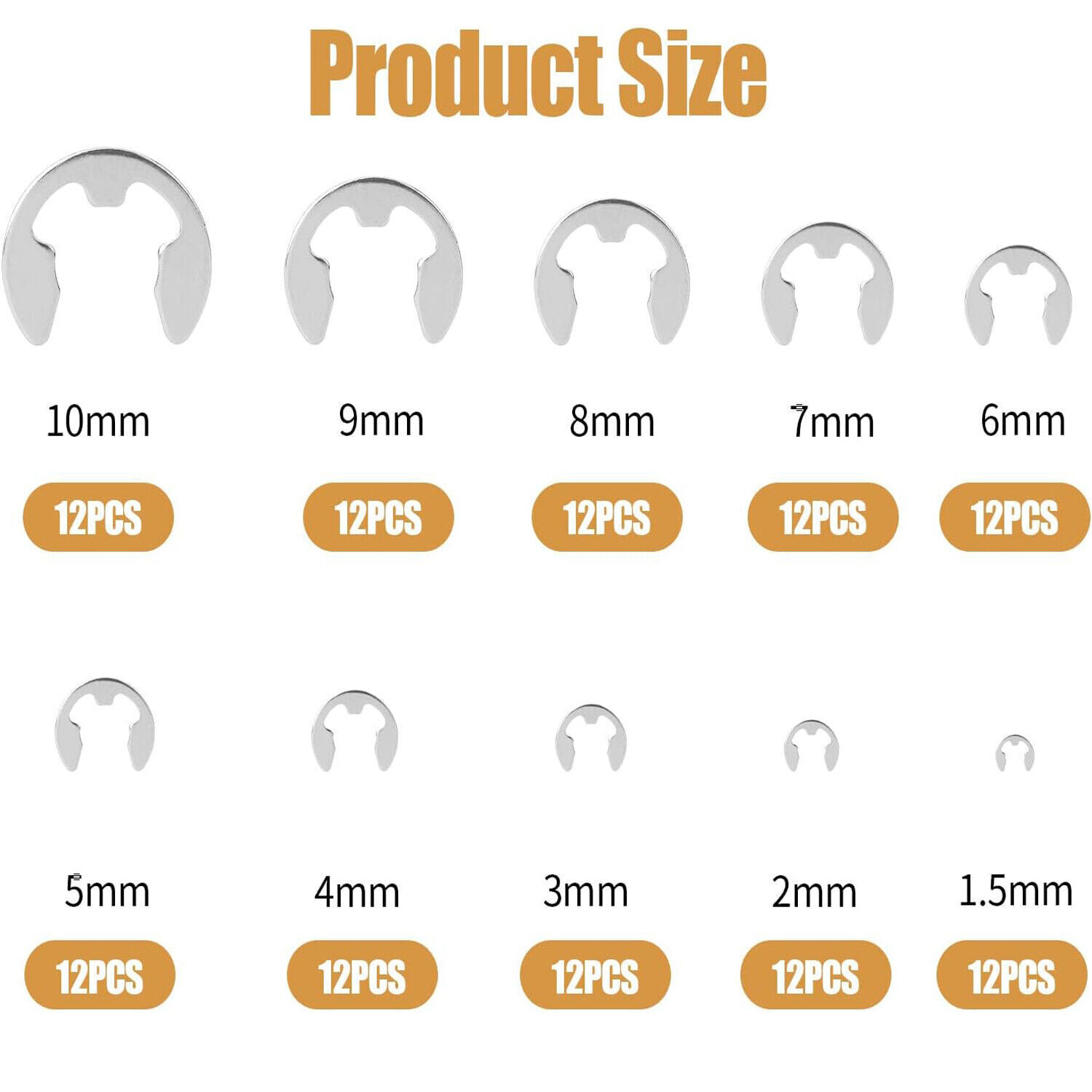 USA E Clips C Circlip Stainless Steel Kit Retaining Ring Assorted 1.5 to 10mm