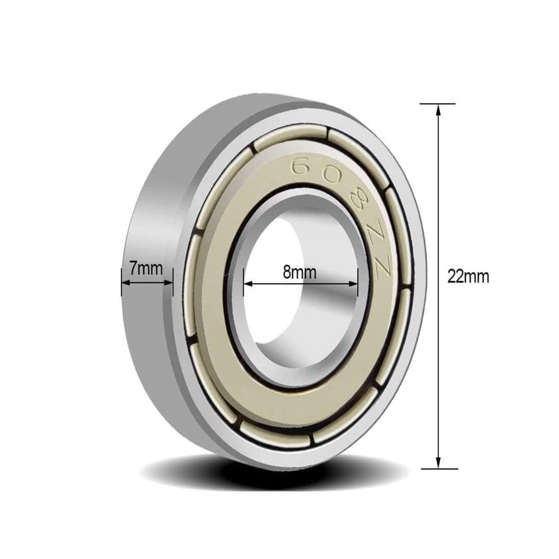 YAMASO 20pcs 608zz Bearings Set Deep Groove Ball Bearings Made of Bearing Ste…