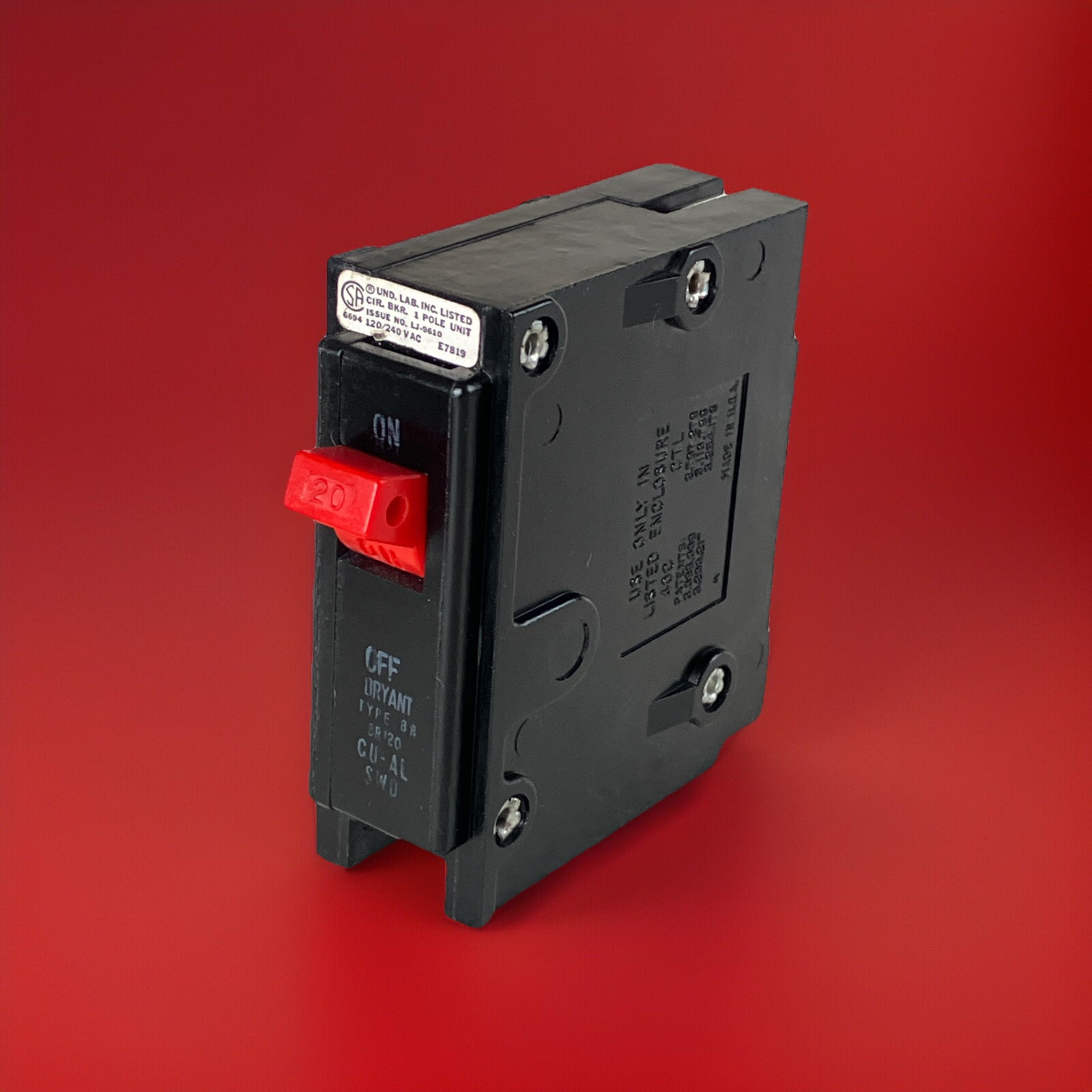 BRYANT WESTINGHOUSE BR120 C120 1 Pole 20 Amp Circuit Breaker – Red Handle